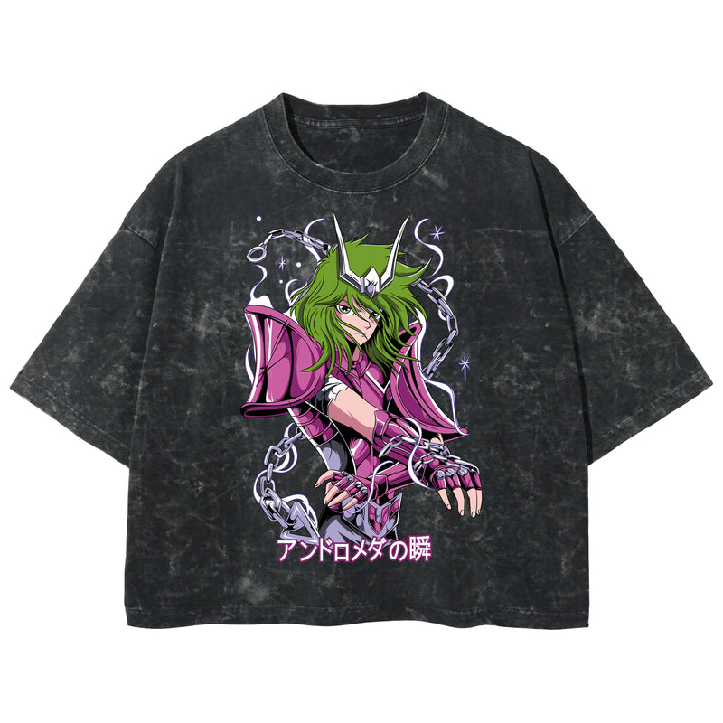 Playera streetwear premium de anime y gaming ExtraLife MX, corte boxy deluxe mineral wash heavyweight en color Acid Wash, moda urbana mexicana de culto.