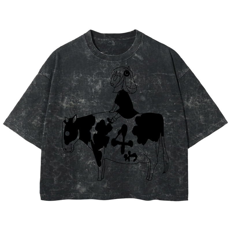 Playera streetwear premium de anime y gaming ExtraLife MX, corte boxy deluxe mineral wash heavyweight en color Acid Wash, moda urbana mexicana de culto.