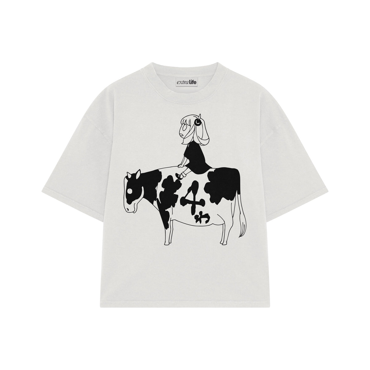 Playera streetwear premium de anime y gaming ExtraLife MX, corte oversized drop shoulder ligero y fresco en color Deep Black y Off-White, moda urbana mexicana de culto.