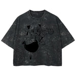 Playera streetwear premium de anime y gaming ExtraLife MX, corte boxy deluxe mineral wash heavyweight en color Acid Wash, moda urbana mexicana de culto.