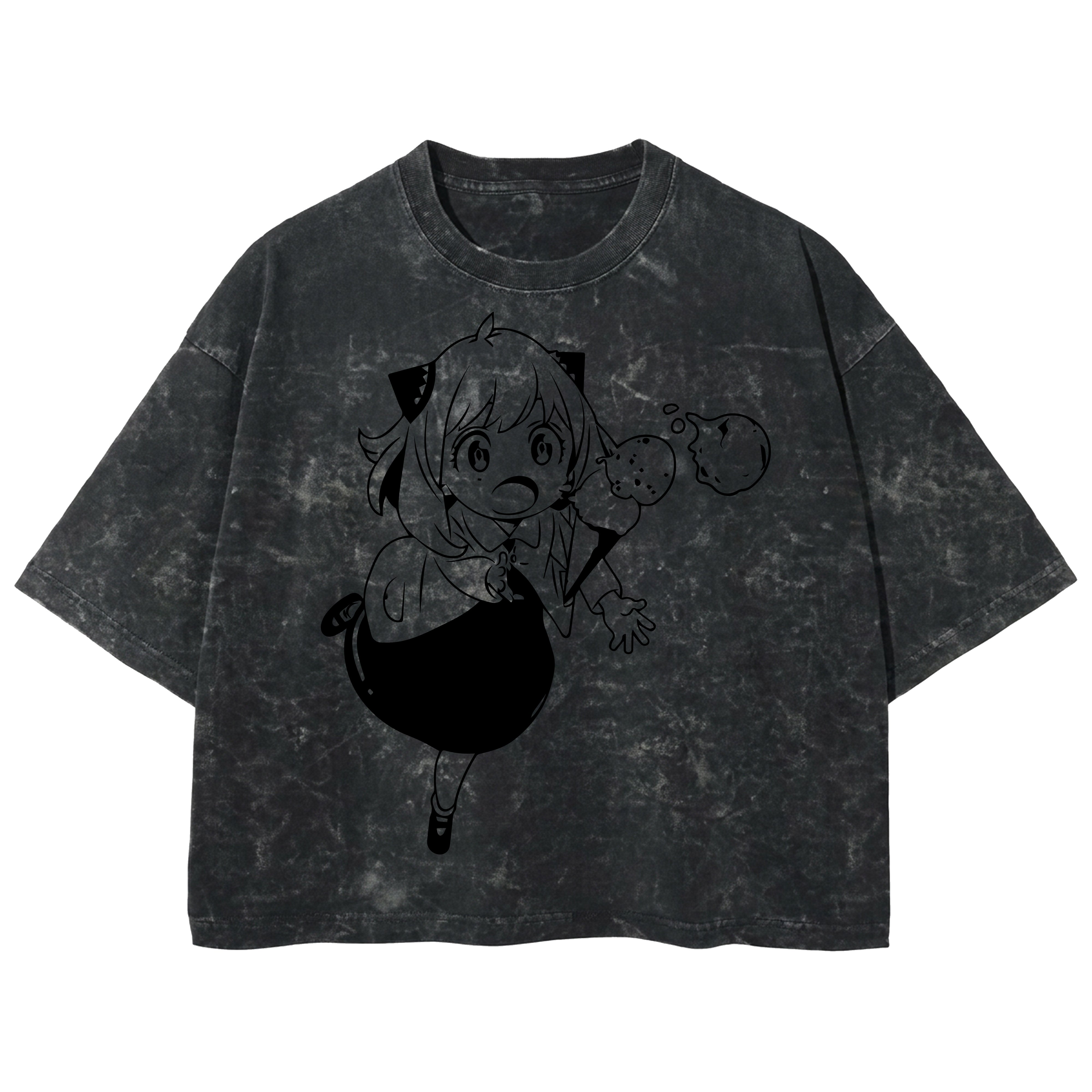 Playera streetwear premium de anime y gaming ExtraLife MX, corte boxy deluxe mineral wash heavyweight en color Acid Wash, moda urbana mexicana de culto.