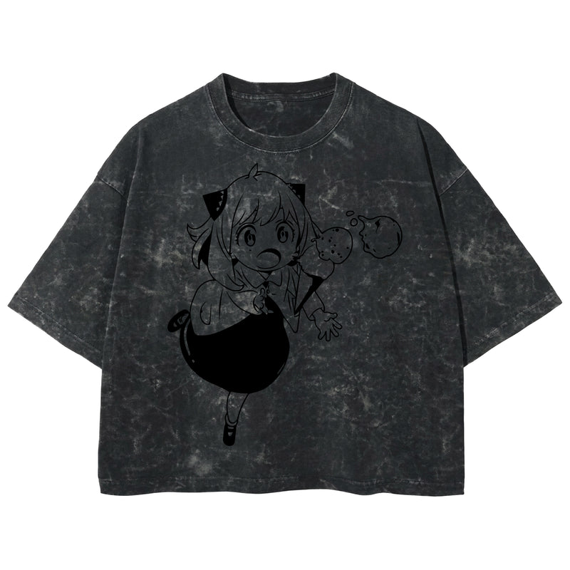 Playera streetwear premium de anime y gaming ExtraLife MX, corte boxy deluxe mineral wash heavyweight en color Acid Wash, moda urbana mexicana de culto.