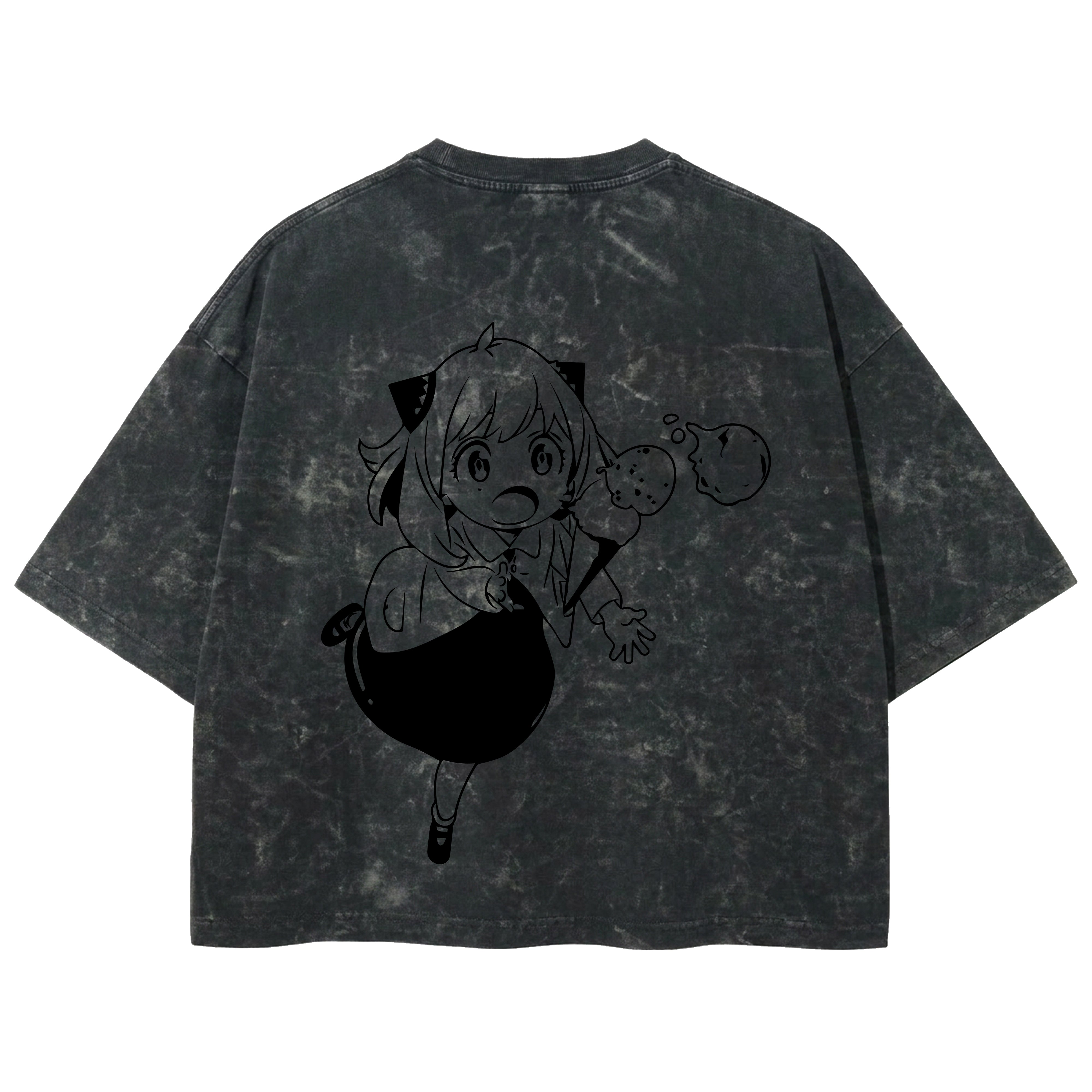 Playera streetwear premium de anime y gaming ExtraLife MX, corte boxy deluxe mineral wash heavyweight en color Acid Wash, moda urbana mexicana de culto.