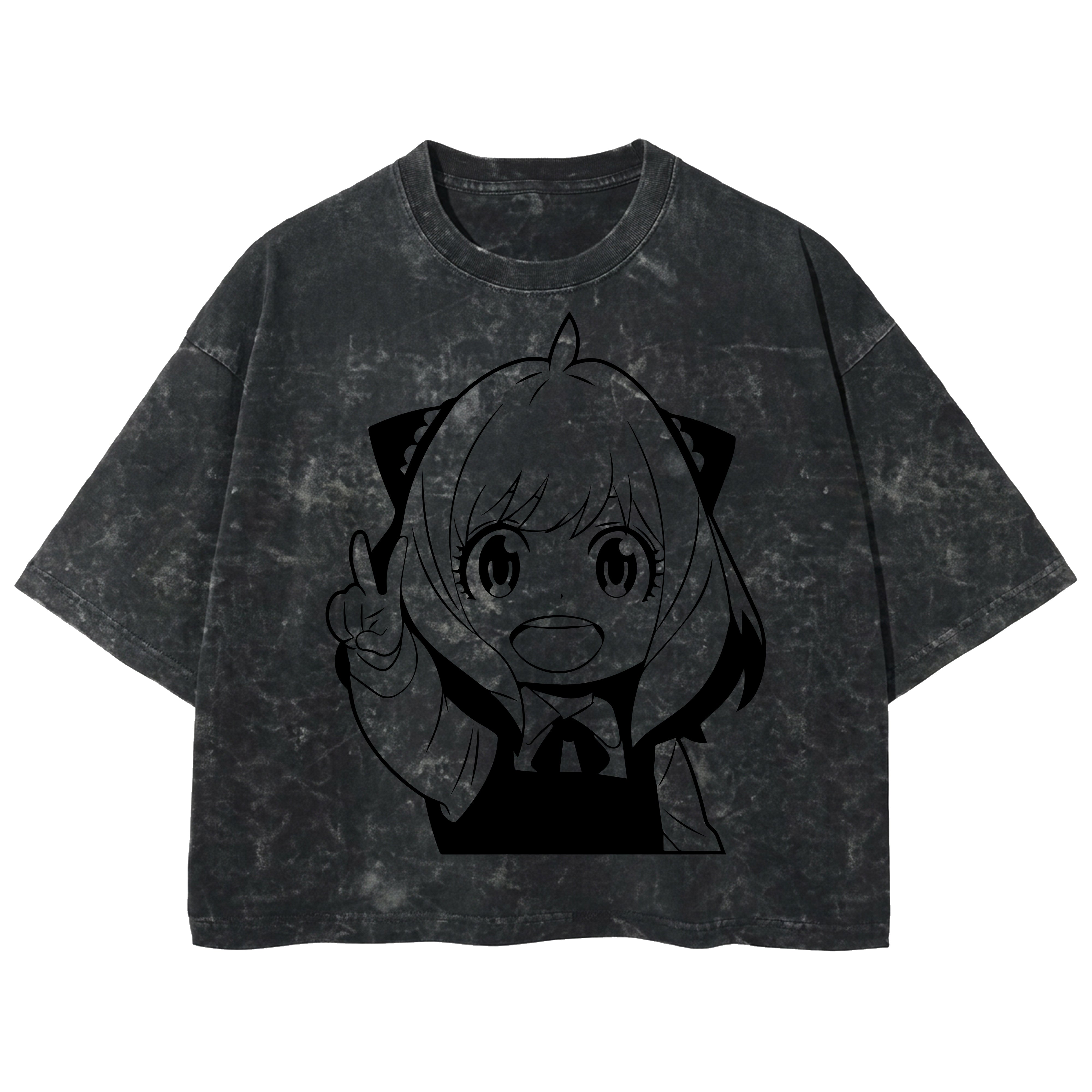 Playera streetwear premium de anime y gaming ExtraLife MX, corte boxy deluxe mineral wash heavyweight en color Acid Wash, moda urbana mexicana de culto.