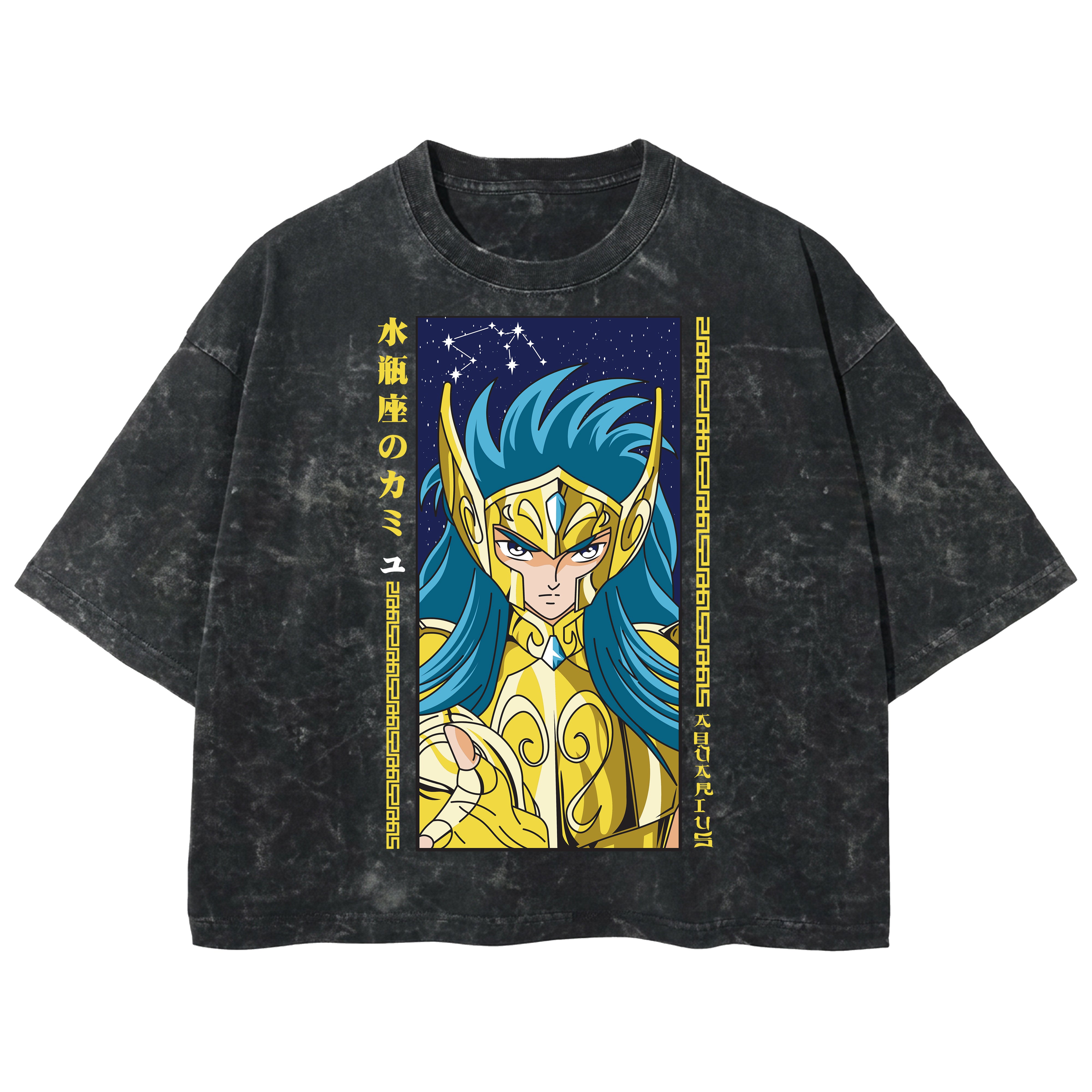 Playera streetwear premium de anime y gaming ExtraLife MX, corte boxy deluxe mineral wash heavyweight en color Acid Wash, moda urbana mexicana de culto.