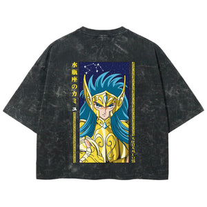 Playera streetwear premium de anime y gaming ExtraLife MX, corte boxy deluxe mineral wash heavyweight en color Acid Wash, moda urbana mexicana de culto.