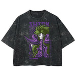 Playera streetwear premium de anime y gaming ExtraLife MX, corte boxy deluxe mineral wash heavyweight en color Acid Wash, moda urbana mexicana de culto.