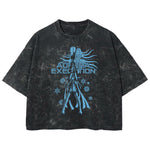 Playera streetwear premium de anime y gaming ExtraLife MX, corte boxy deluxe mineral wash heavyweight en color Acid Wash, moda urbana mexicana de culto.