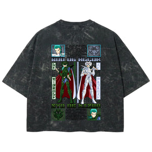 Playera streetwear premium de anime y gaming ExtraLife MX, corte boxy deluxe mineral wash heavyweight en color Acid Wash, moda urbana mexicana de culto.