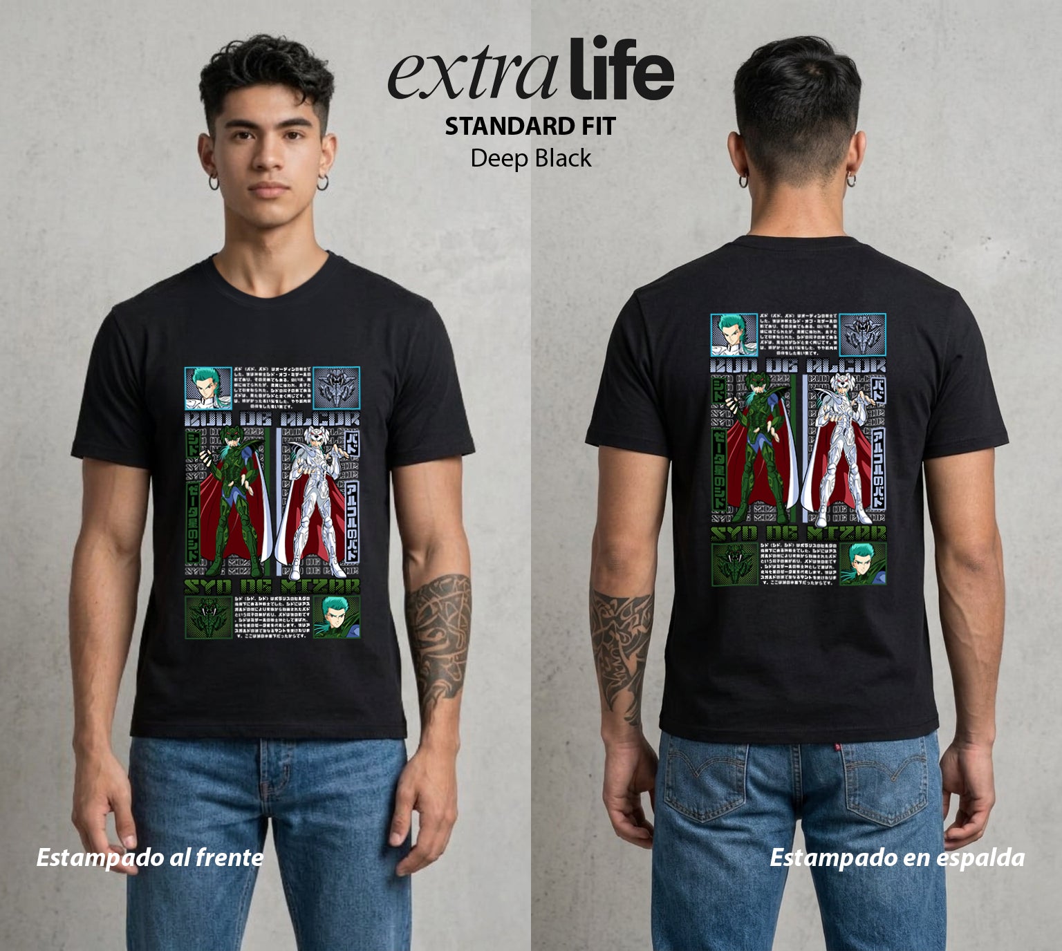 Los Caballeros del Cosmos | El Pegaso del Bien #03803 - Playera Standard Fit | Deep Black - Foto en modelo