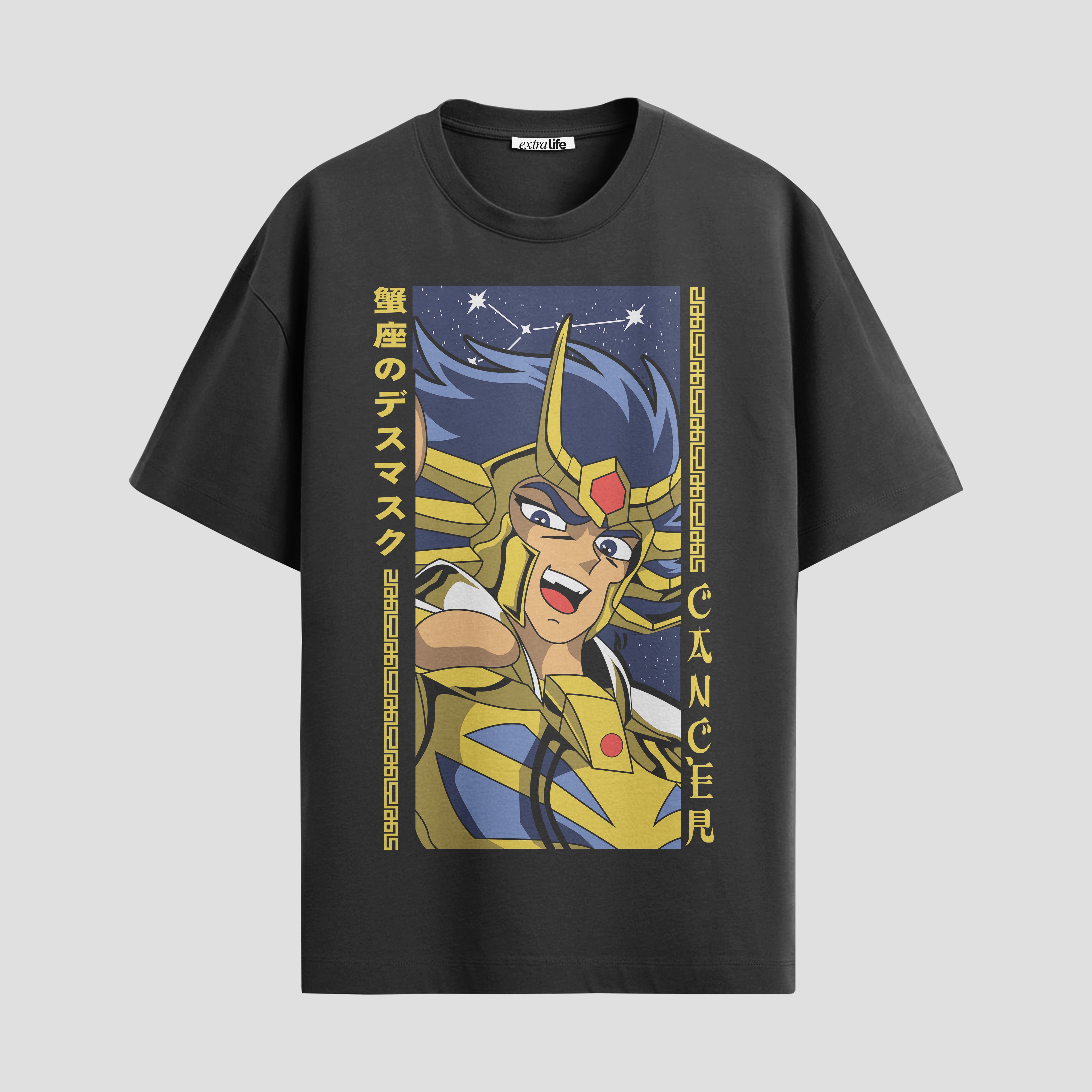 Playera urbana de anime y gaming ExtraLife MX, corte Standard Fit unisex ligero y transpirable en color Deep Black y Pure White, ropa de uso diario para gym y casual.