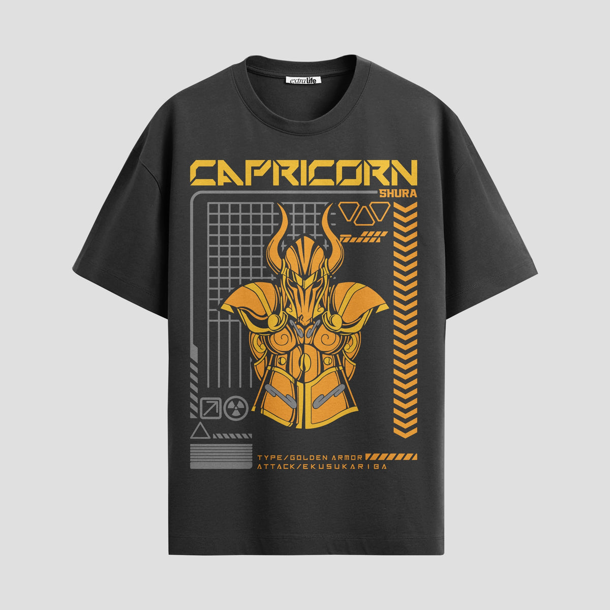 Playera urbana de anime y gaming ExtraLife MX, corte Classic Premium unisex ligero y transpirable en color Deep Black y Pure White, ropa de uso diario para gym y casual.