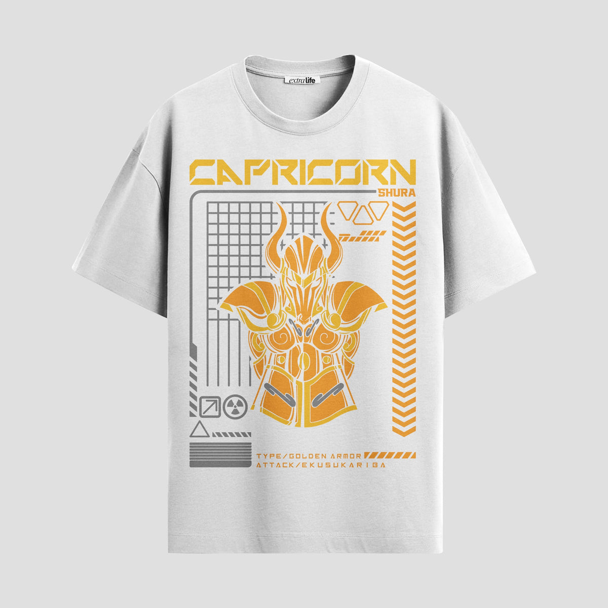 Playera urbana de anime y gaming ExtraLife MX, corte Classic Premium unisex ligero y transpirable en color Deep Black y Pure White, ropa de uso diario para gym y casual.