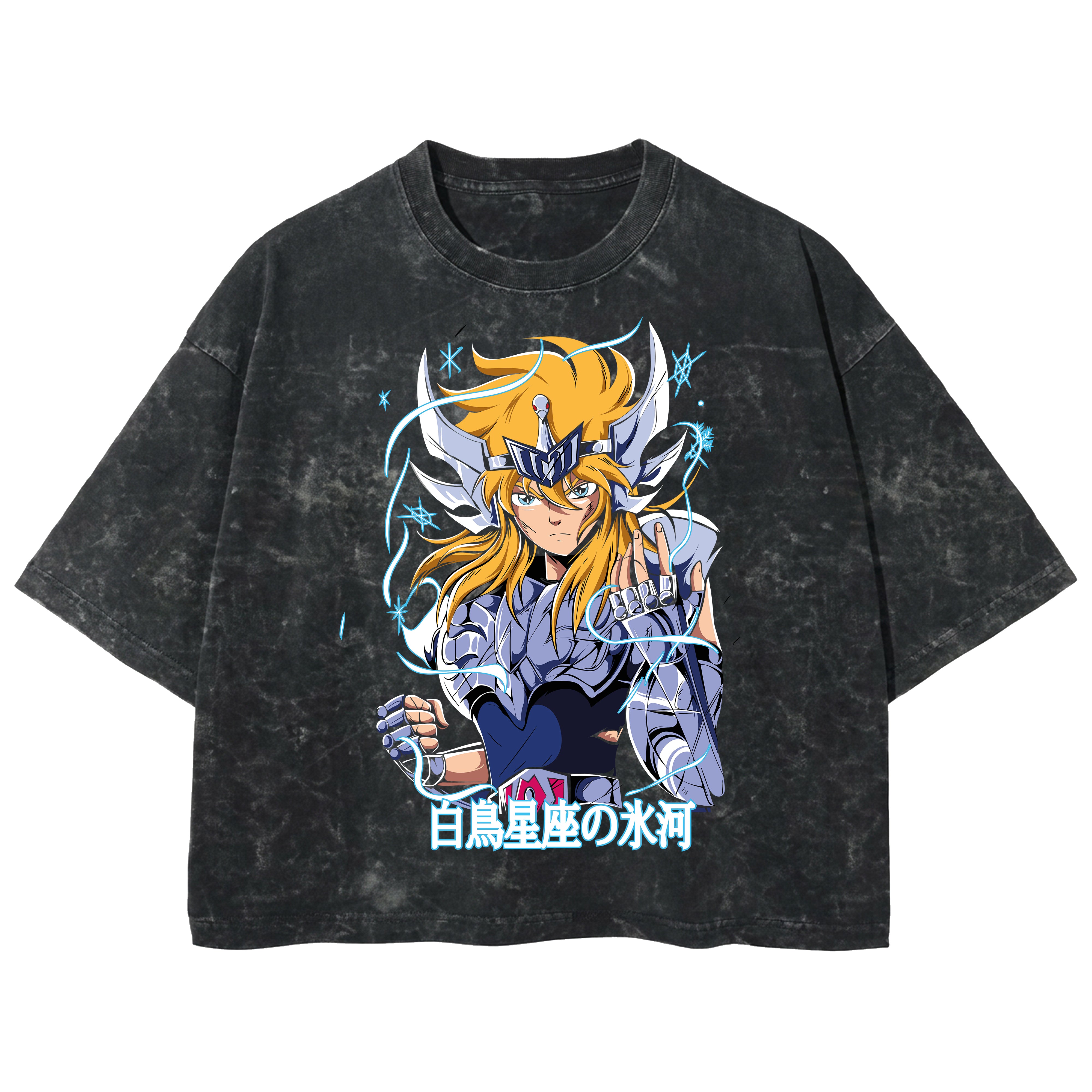 Playera streetwear premium de anime y gaming ExtraLife MX, corte boxy deluxe mineral wash heavyweight en color Acid Wash, moda urbana mexicana de culto.
