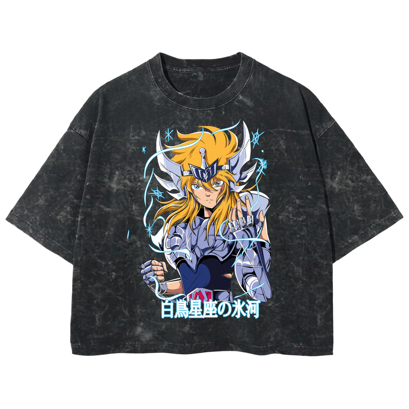 Playera streetwear premium de anime y gaming ExtraLife MX, corte boxy deluxe mineral wash heavyweight en color Acid Wash, moda urbana mexicana de culto.
