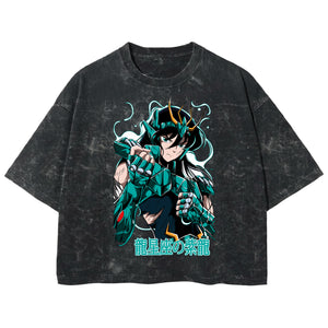 Playera streetwear premium de anime y gaming ExtraLife MX, corte boxy deluxe mineral wash heavyweight en color Acid Wash, moda urbana mexicana de culto.