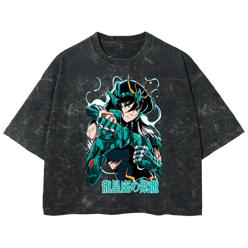 Playera streetwear premium de anime y gaming ExtraLife MX, corte boxy deluxe mineral wash heavyweight en color Acid Wash, moda urbana mexicana de culto.