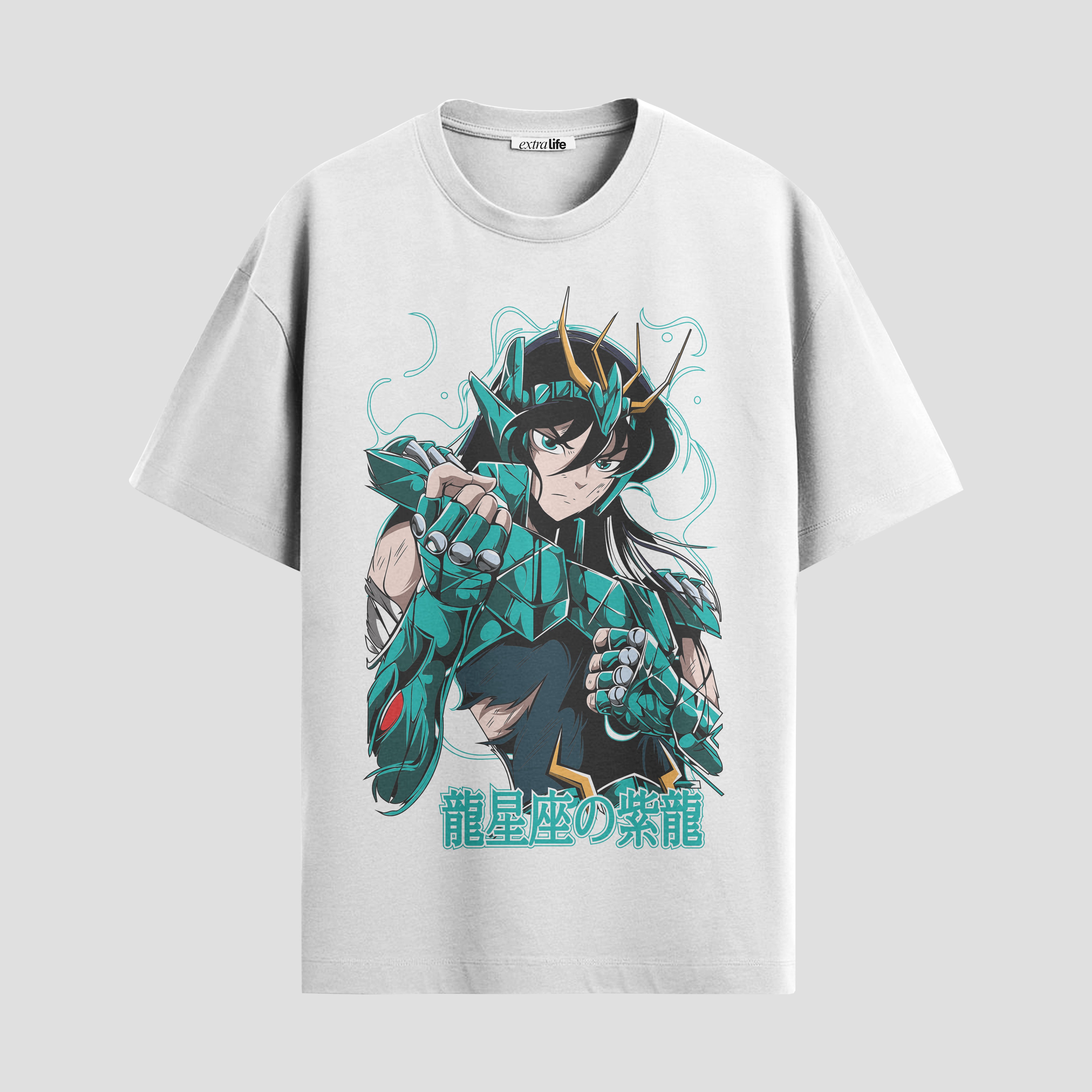 Playera urbana de anime y gaming ExtraLife MX, corte Standard Fit unisex ligero y transpirable en color Deep Black y Pure White, ropa de uso diario para gym y casual.