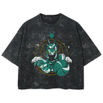 Playera streetwear premium de anime y gaming ExtraLife MX, corte boxy deluxe mineral wash heavyweight en color Acid Wash, moda urbana mexicana de culto.