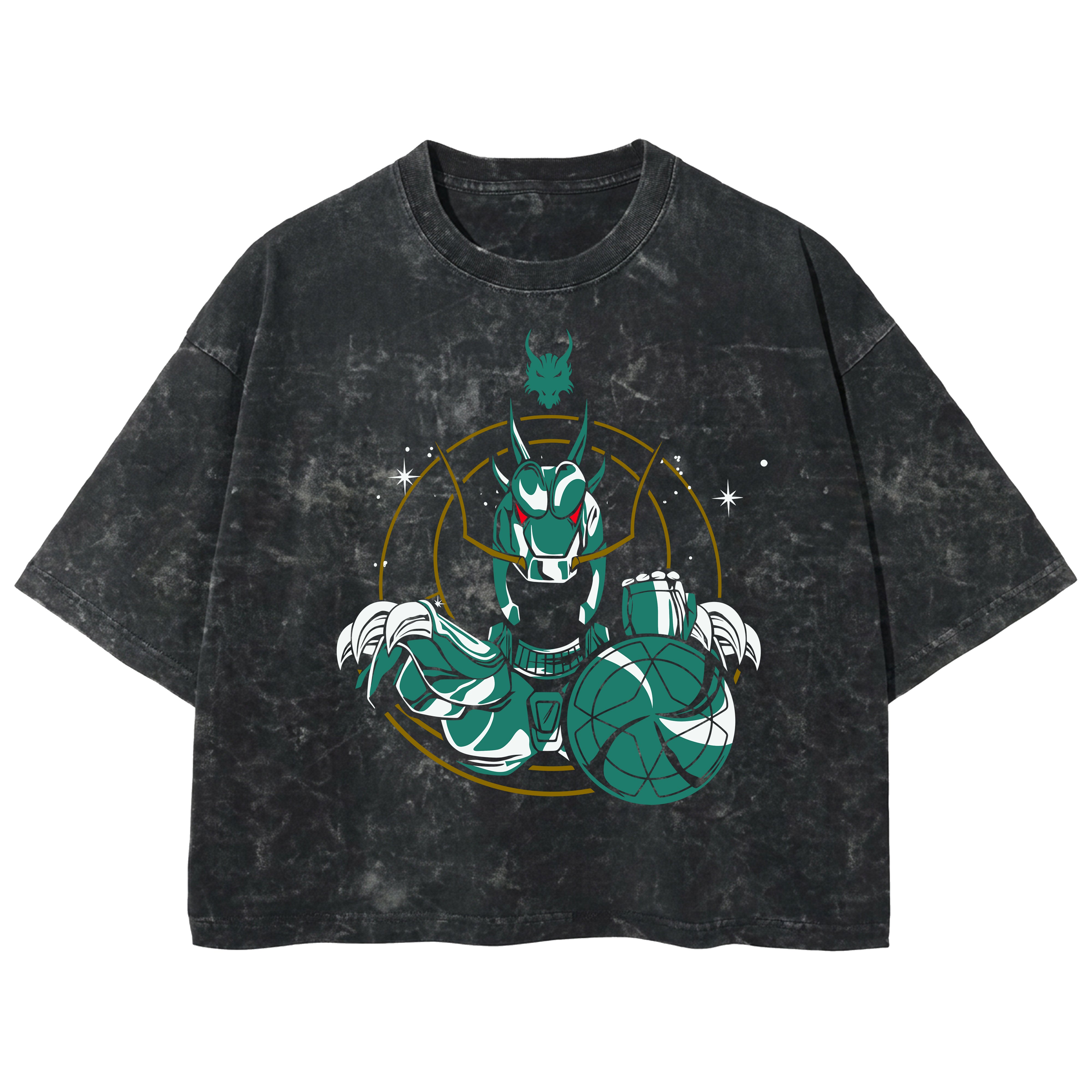 Playera streetwear premium de anime y gaming ExtraLife MX, corte boxy deluxe mineral wash heavyweight en color Acid Wash, moda urbana mexicana de culto.