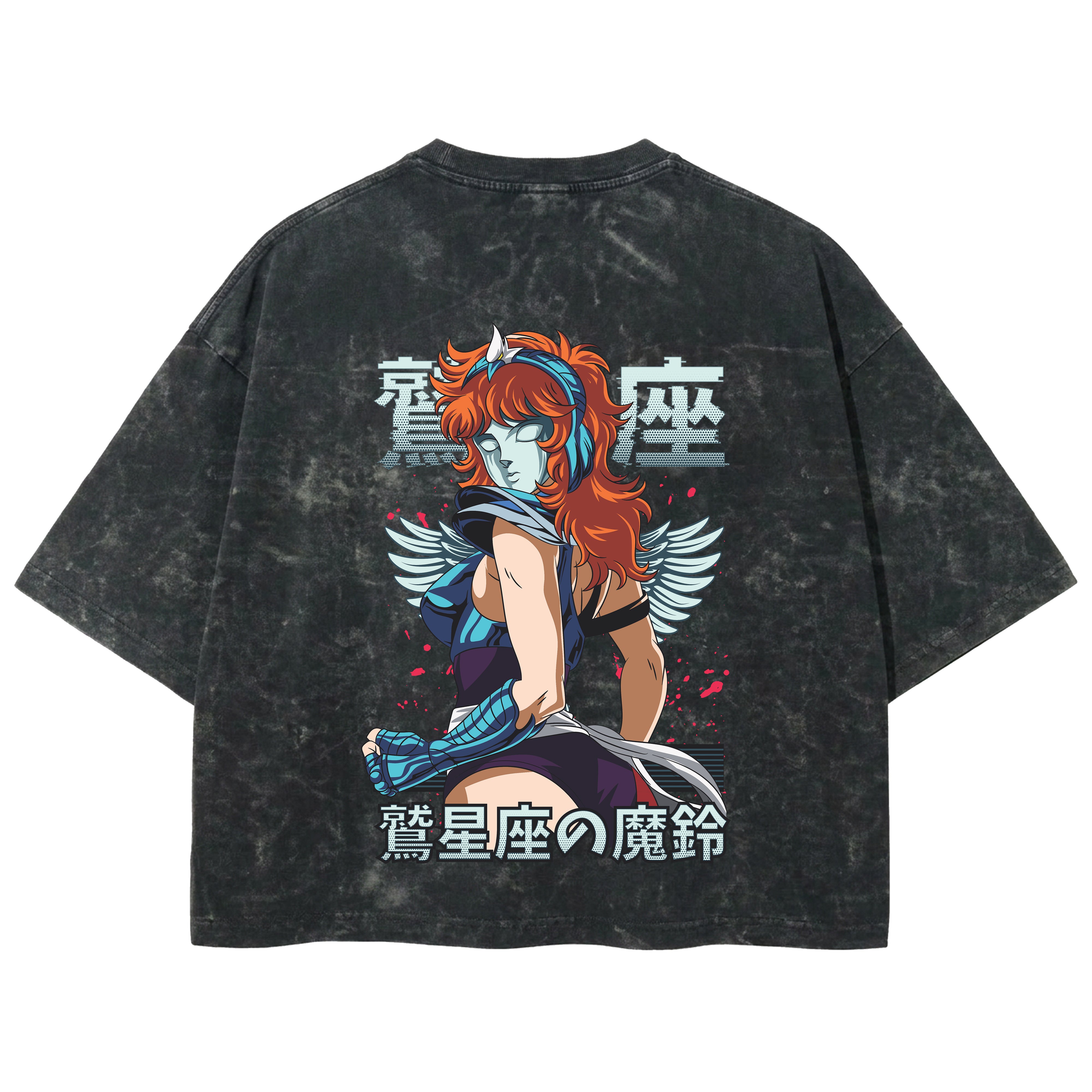 Playera streetwear premium de anime y gaming ExtraLife MX, corte boxy deluxe mineral wash heavyweight en color Acid Wash, moda urbana mexicana de culto.