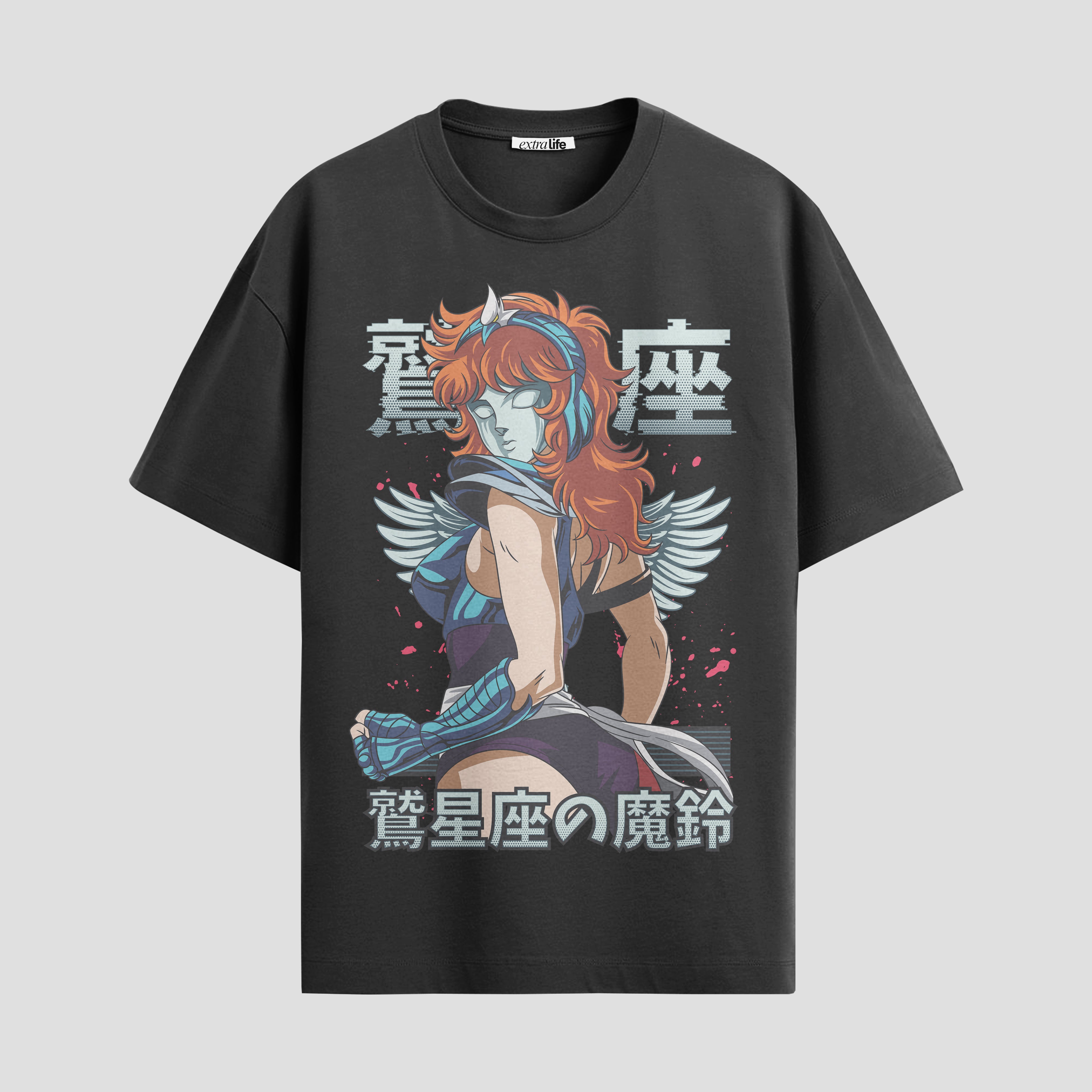 Playera urbana de anime y gaming ExtraLife MX, corte Standard Fit unisex ligero y transpirable en color Deep Black y Pure White, ropa de uso diario para gym y casual.