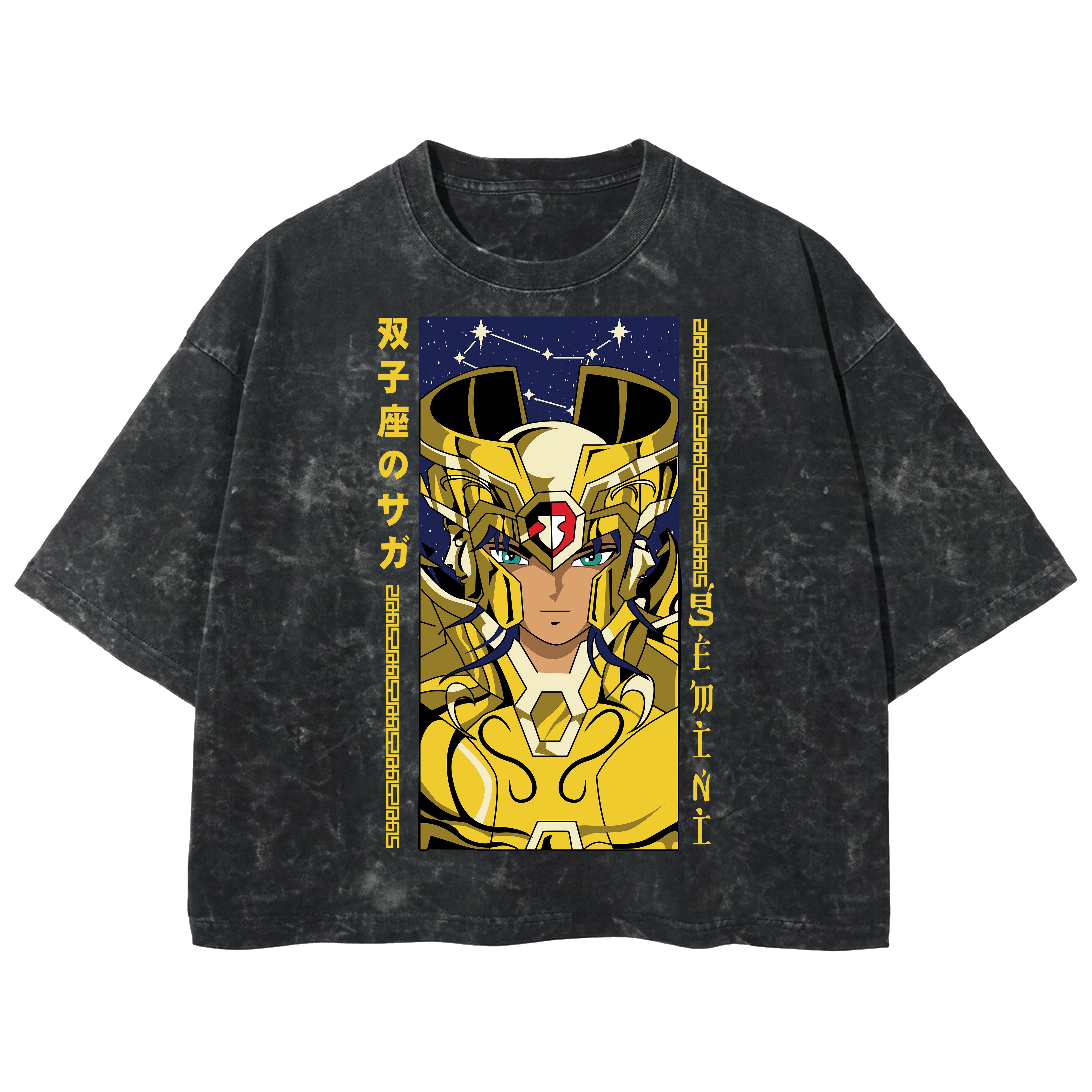 Playera streetwear premium de anime y gaming ExtraLife MX, corte boxy deluxe mineral wash heavyweight en color Acid Wash, moda urbana mexicana de culto.