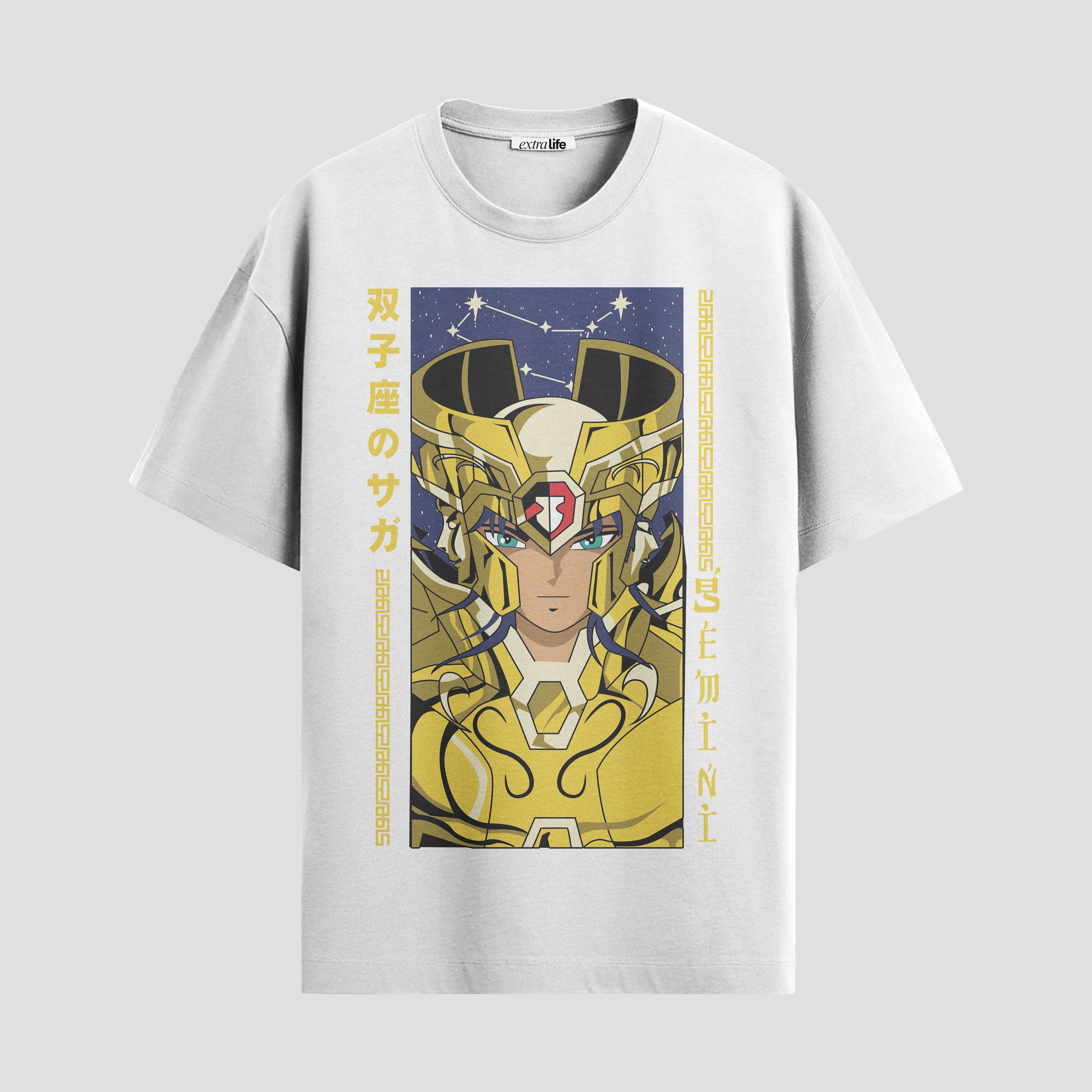 Playera urbana de anime y gaming ExtraLife MX, corte Standard Fit unisex ligero y transpirable en color Deep Black y Pure White, ropa de uso diario para gym y casual.