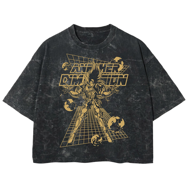 Playera streetwear premium de anime y gaming ExtraLife MX, corte boxy deluxe mineral wash heavyweight en color Acid Wash, moda urbana mexicana de culto.