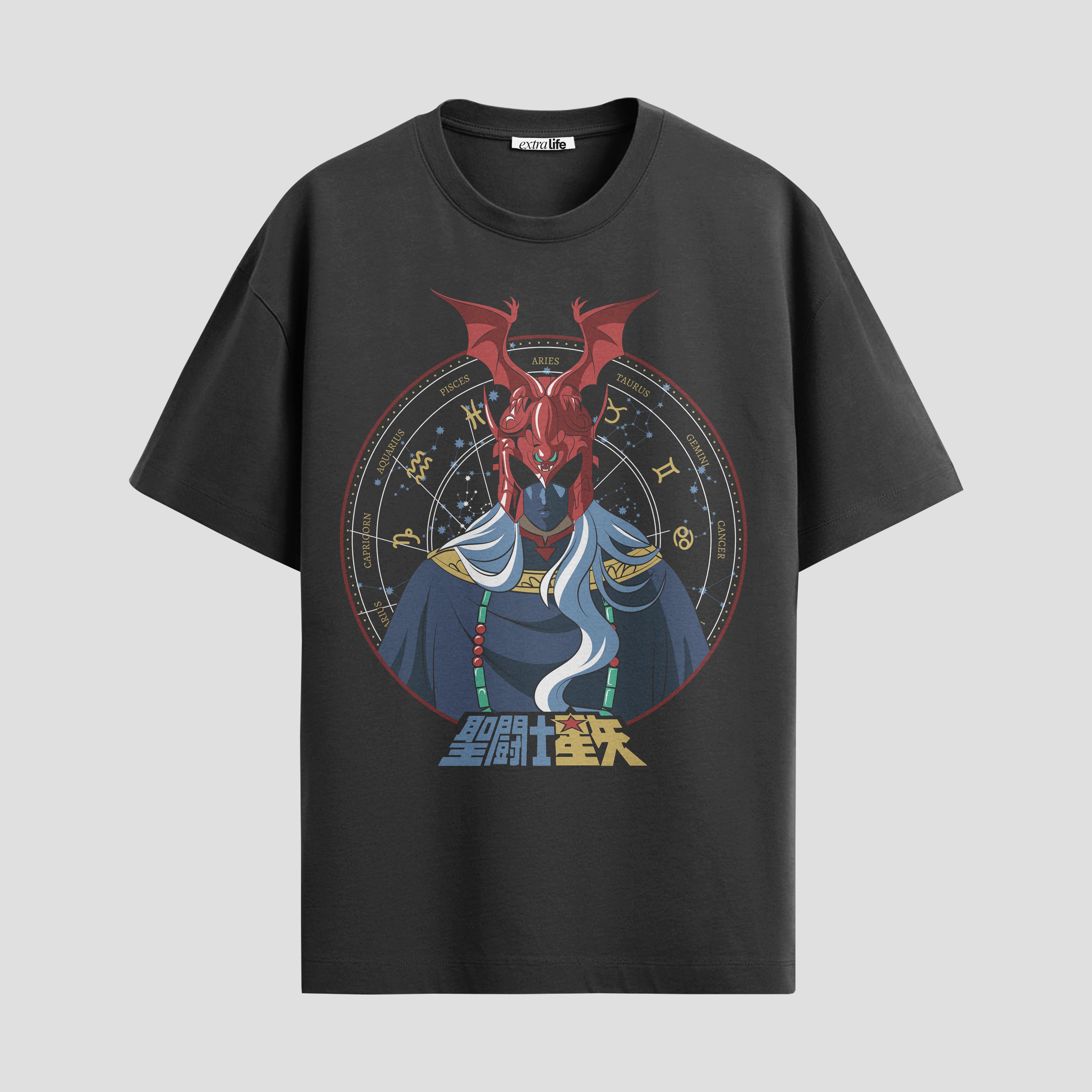 Playera urbana de anime y gaming ExtraLife MX, corte Standard Fit unisex ligero y transpirable en color Deep Black y Pure White, ropa de uso diario para gym y casual.