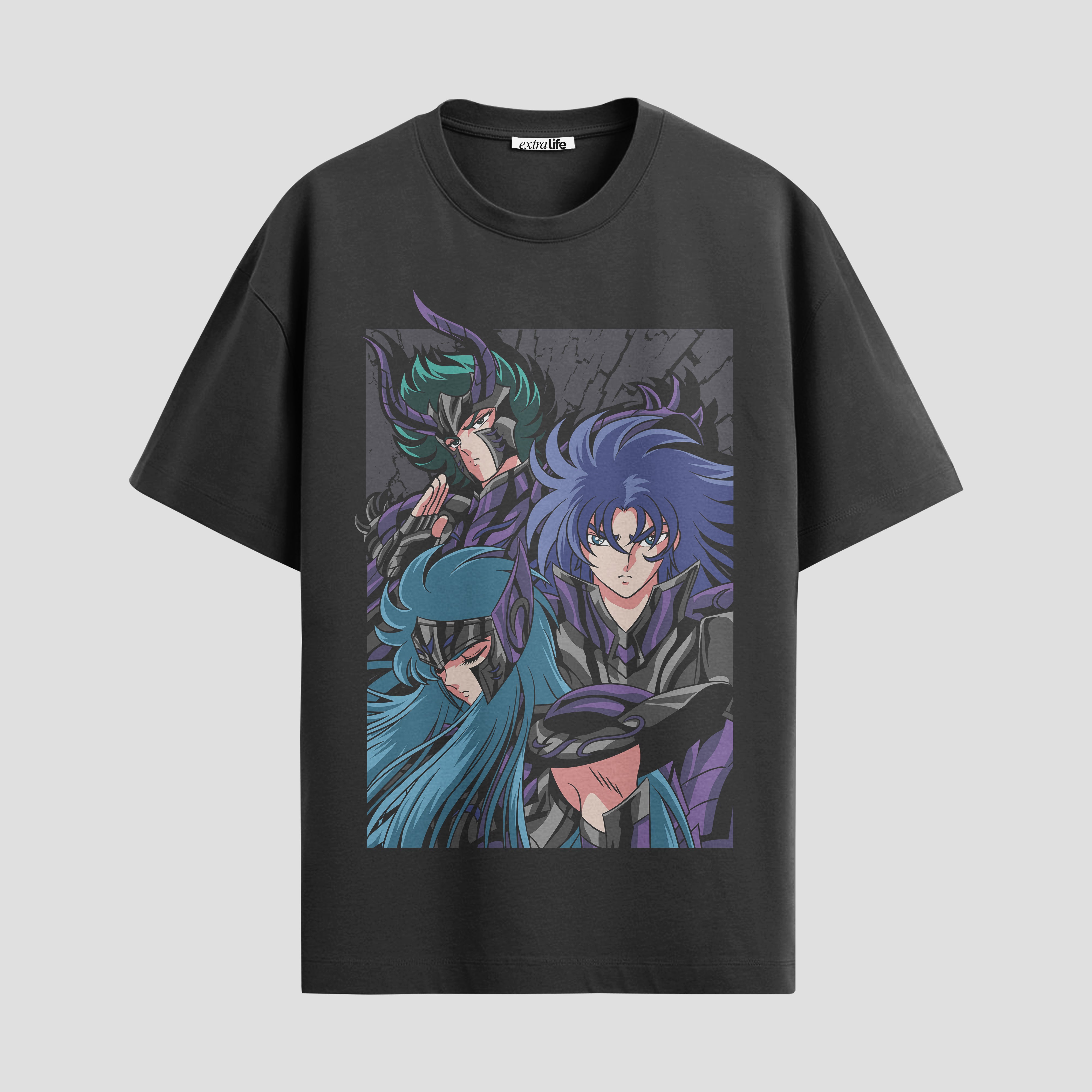 Playera urbana de anime y gaming ExtraLife MX, corte Standard Fit unisex ligero y transpirable en color Deep Black y Pure White, ropa de uso diario para gym y casual.