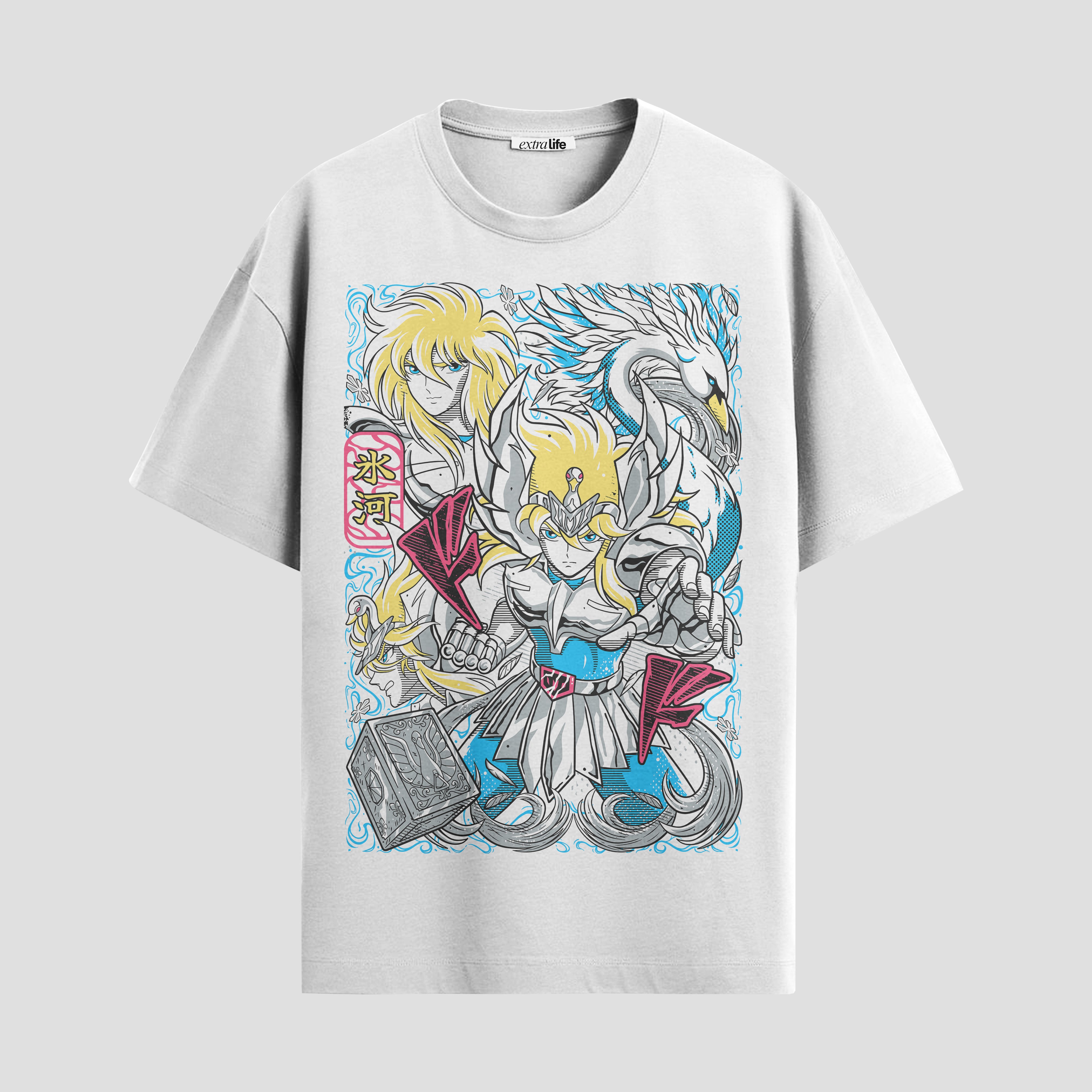 Playera urbana de anime y gaming ExtraLife MX, corte Standard Fit unisex ligero y transpirable en color Deep Black y Pure White, ropa de uso diario para gym y casual.