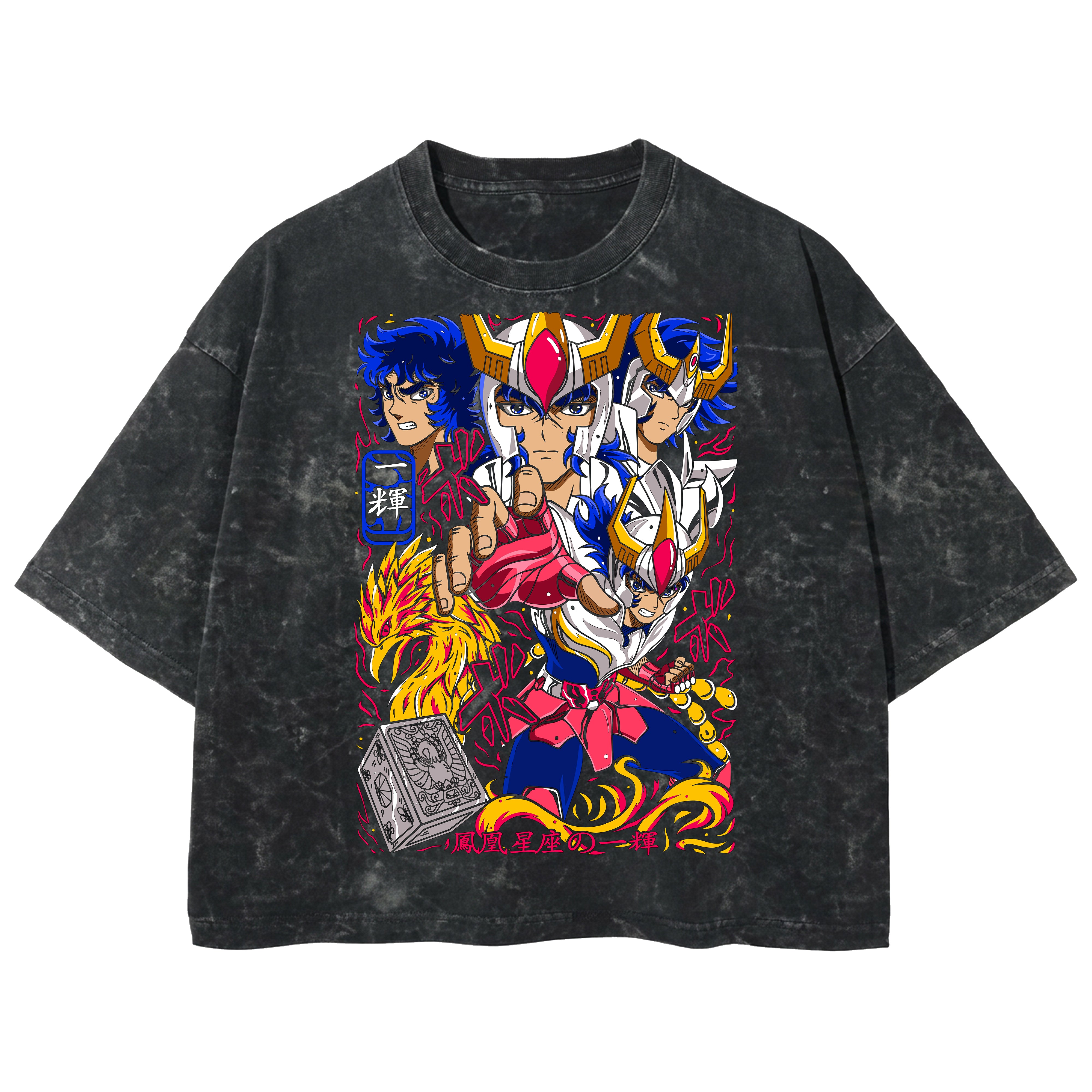 Playera streetwear premium de anime y gaming ExtraLife MX, corte boxy deluxe mineral wash heavyweight en color Acid Wash, moda urbana mexicana de culto.