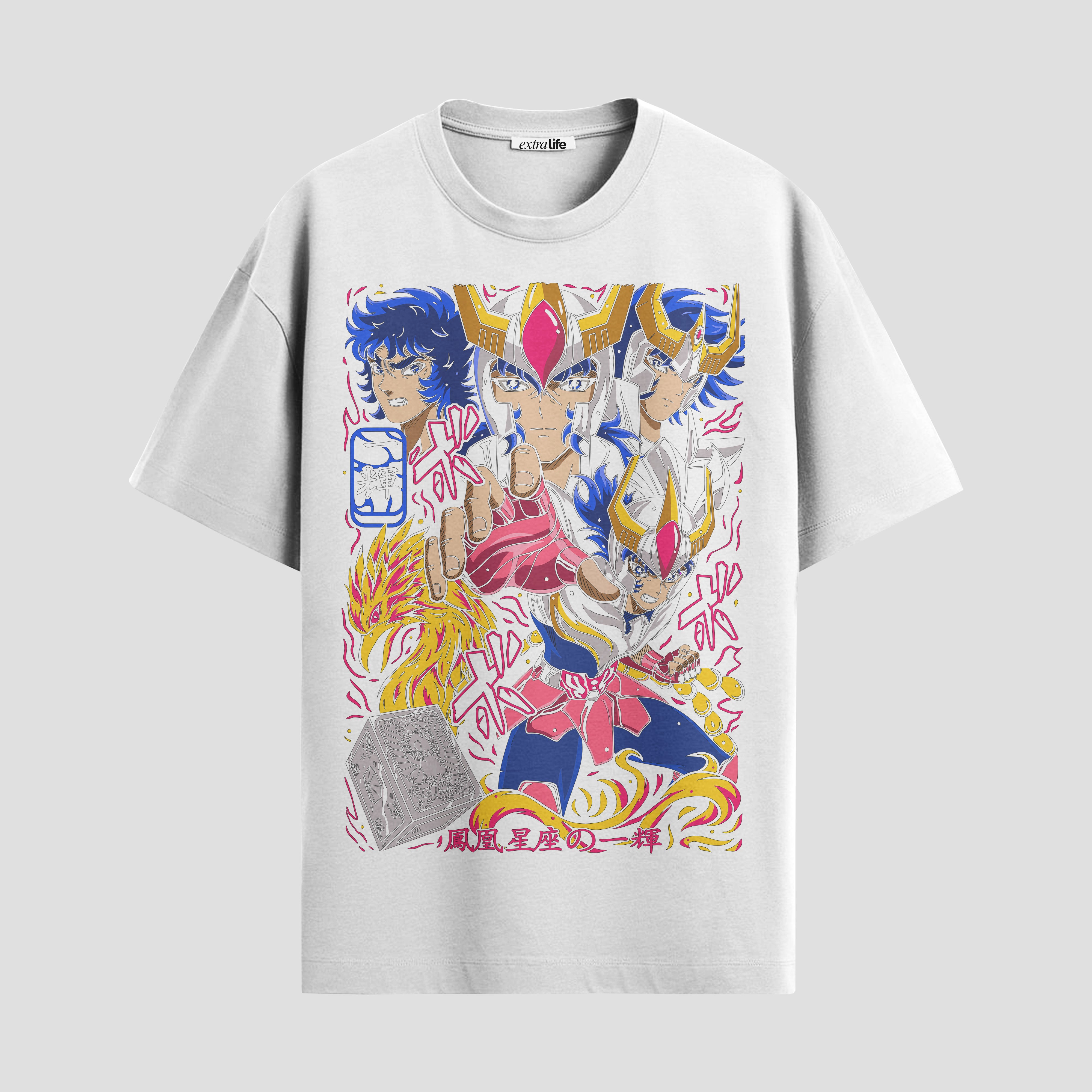 Playera urbana de anime y gaming ExtraLife MX, corte Standard Fit unisex ligero y transpirable en color Deep Black y Pure White, ropa de uso diario para gym y casual.