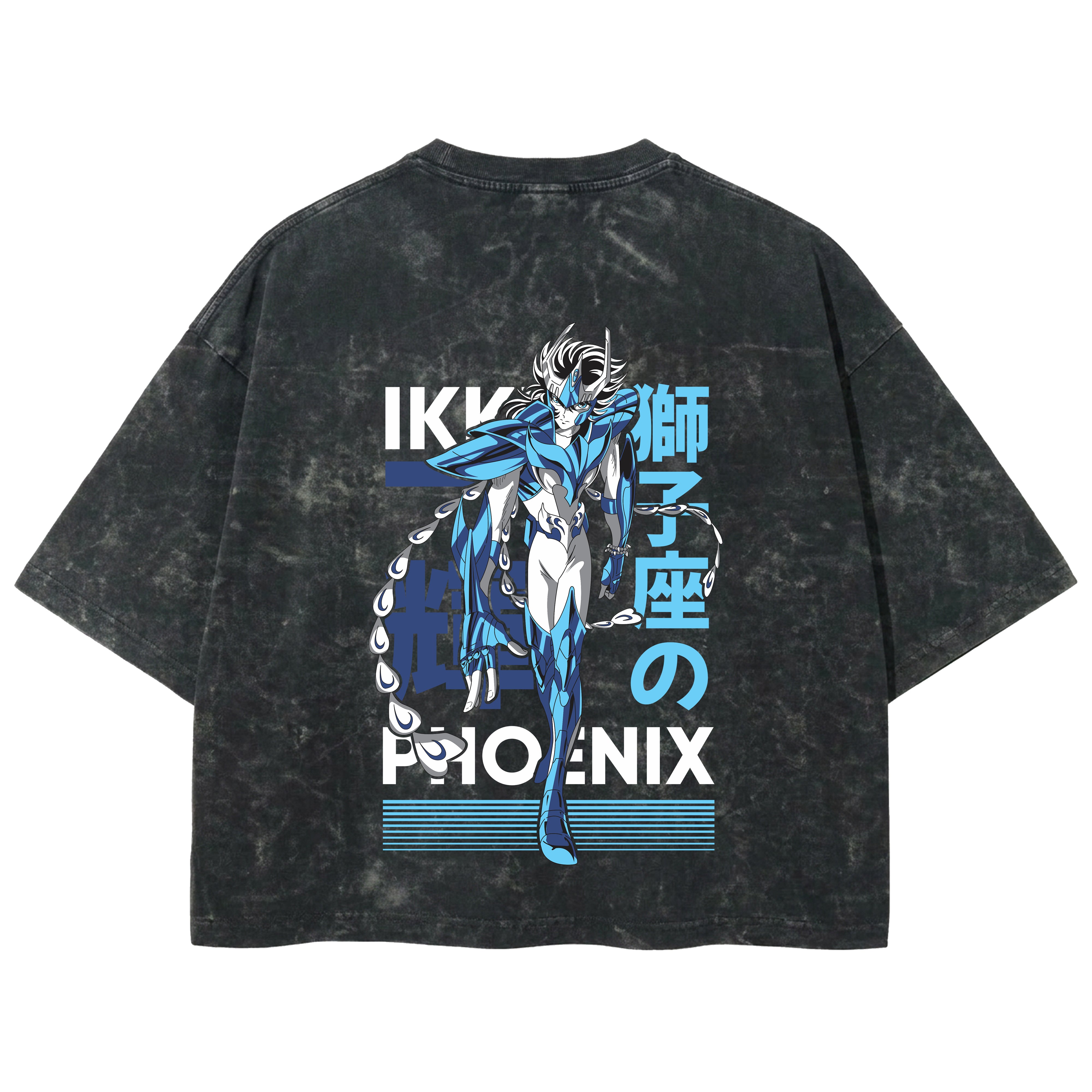 Playera streetwear premium de anime y gaming ExtraLife MX, corte boxy deluxe mineral wash heavyweight en color Acid Wash, moda urbana mexicana de culto.