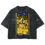Playera streetwear premium de anime y gaming ExtraLife MX, corte boxy deluxe mineral wash heavyweight en color Acid Wash, moda urbana mexicana de culto.