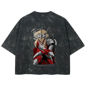 Playera streetwear premium de anime y gaming ExtraLife MX, corte boxy deluxe mineral wash heavyweight en color Acid Wash, moda urbana mexicana de culto.
