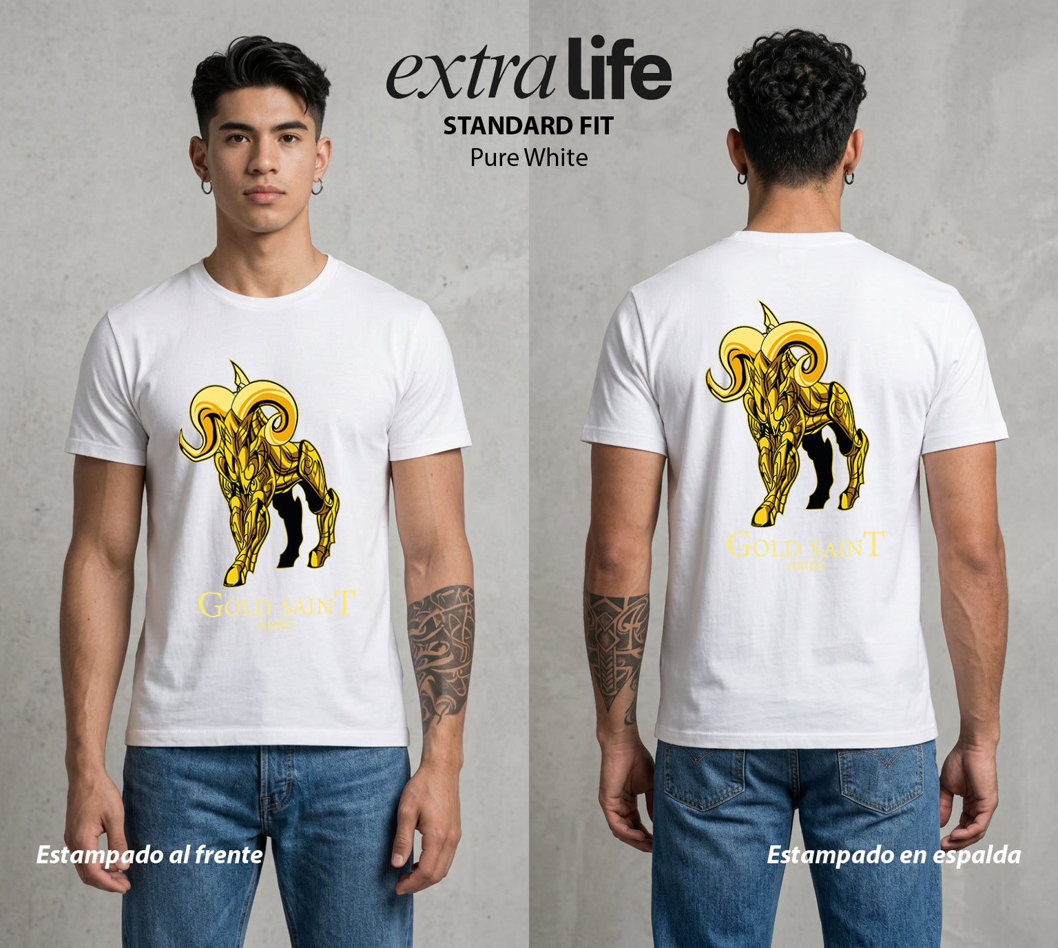Los Caballeros del Cosmos | El Pegaso del Bien #03841 - Playera Standard Fit | Pure White - Foto en modelo