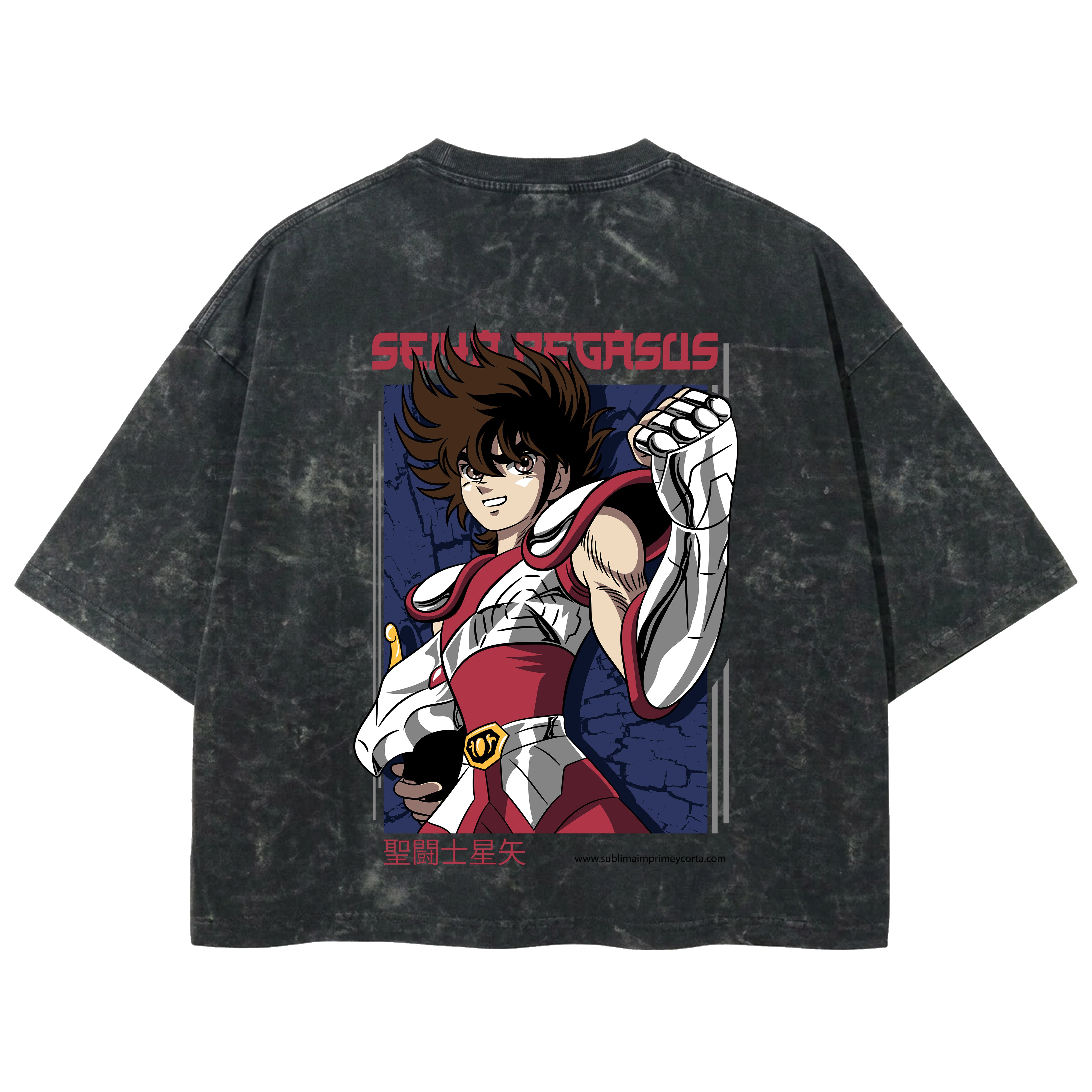 Playera streetwear premium de anime y gaming ExtraLife MX, corte boxy deluxe mineral wash heavyweight en color Acid Wash, moda urbana mexicana de culto.