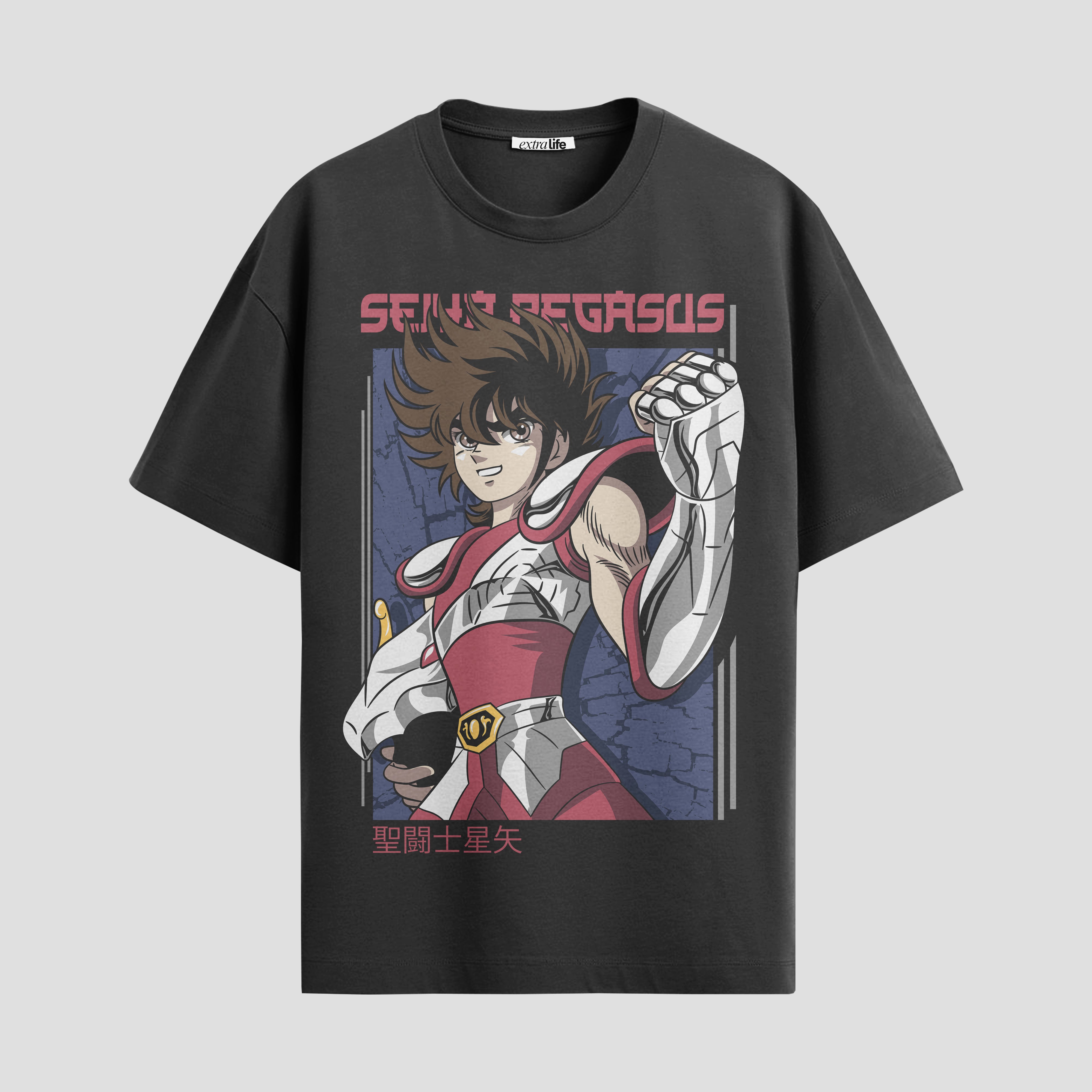 Playera urbana de anime y gaming ExtraLife MX, corte Standard Fit unisex ligero y transpirable en color Deep Black y Pure White, ropa de uso diario para gym y casual.