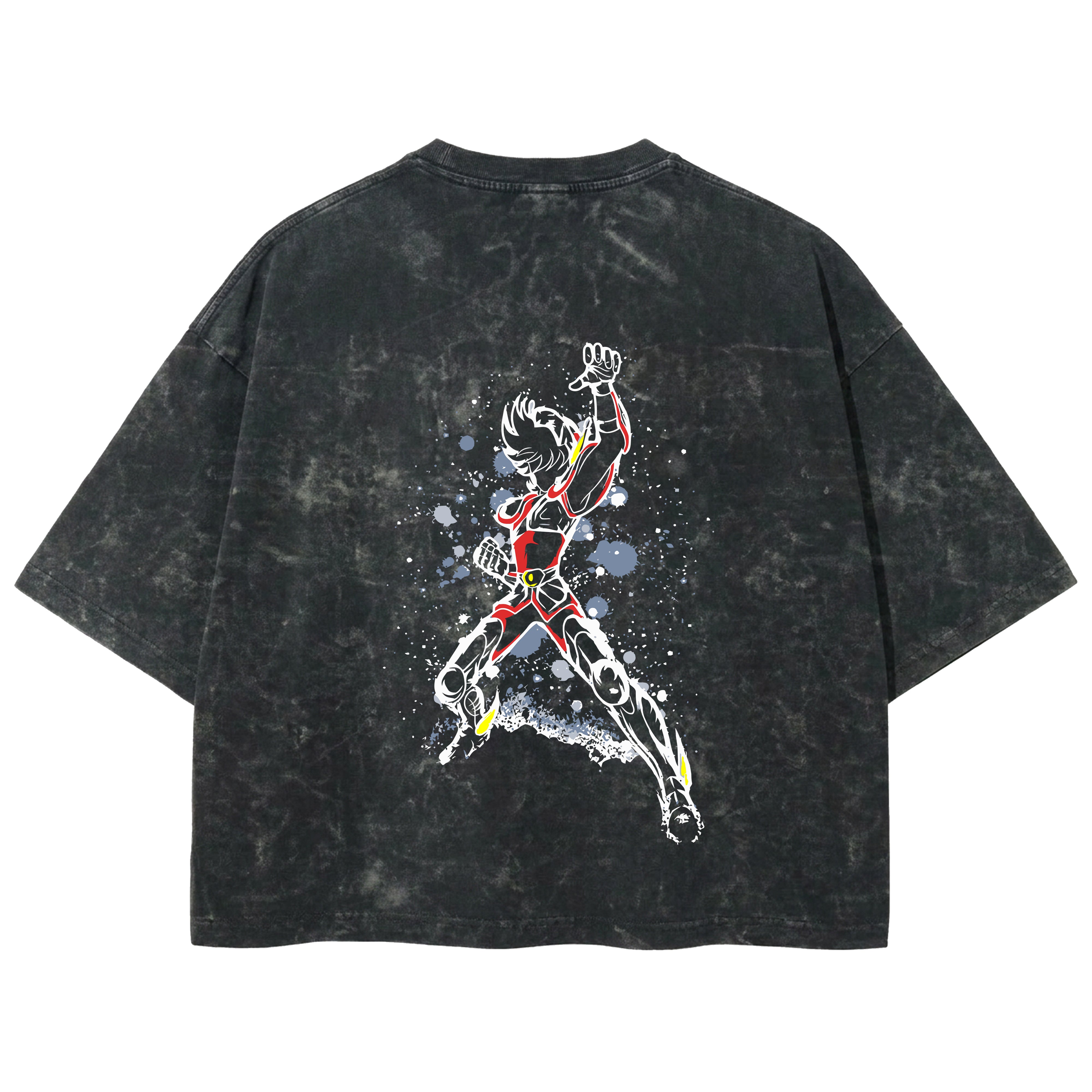 Playera streetwear premium de anime y gaming ExtraLife MX, corte boxy deluxe mineral wash heavyweight en color Acid Wash, moda urbana mexicana de culto.