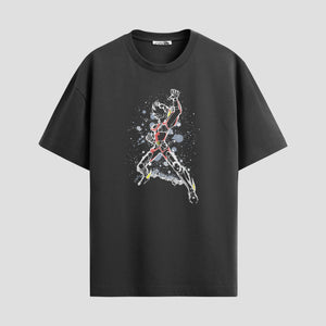 Playera urbana de anime y gaming ExtraLife MX, corte Standard Fit unisex ligero y transpirable en color Deep Black y Pure White, ropa de uso diario para gym y casual.