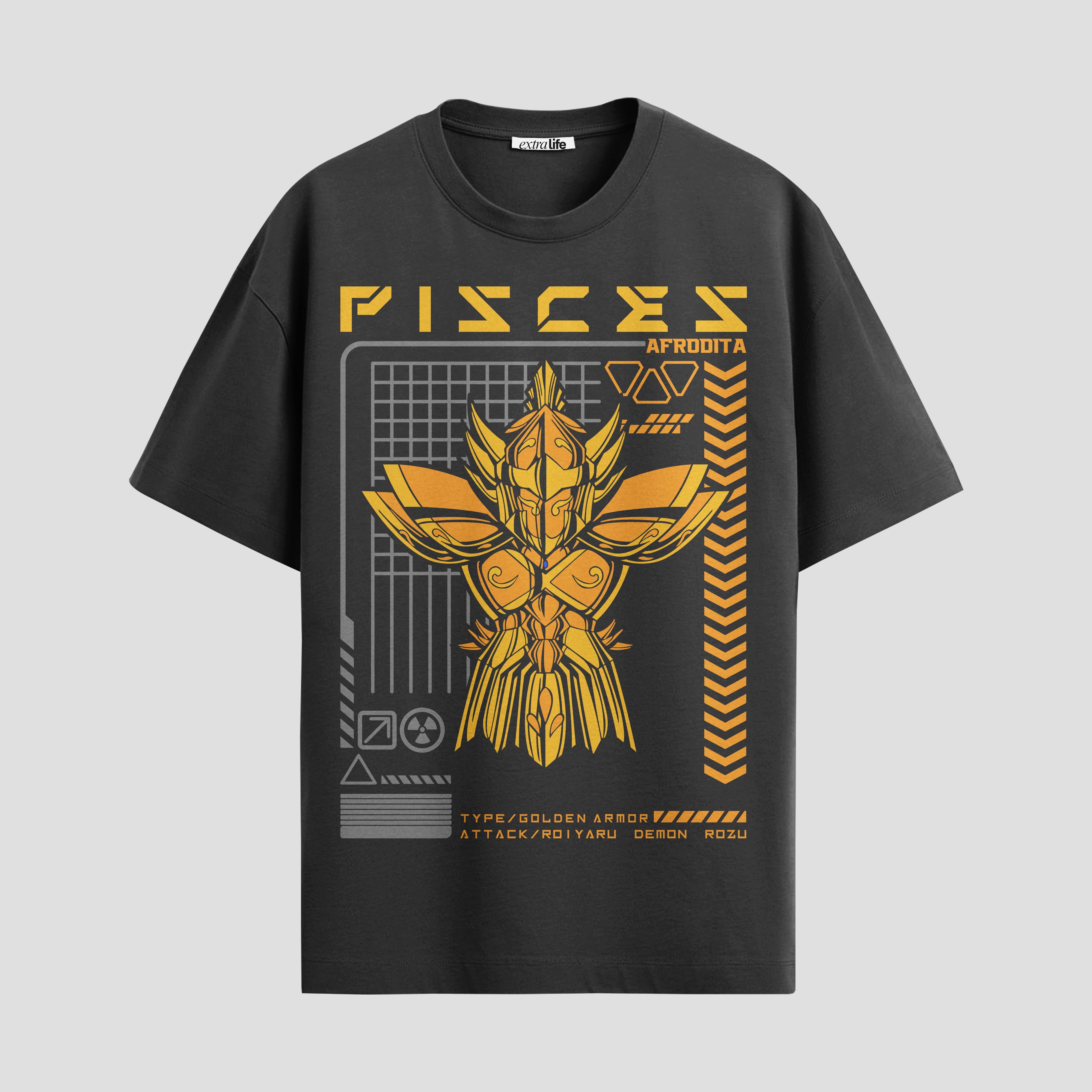 Playera urbana de anime y gaming ExtraLife MX, corte Standard Fit unisex ligero y transpirable en color Deep Black y Pure White, ropa de uso diario para gym y casual.