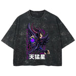 Playera streetwear premium de anime y gaming ExtraLife MX, corte boxy deluxe mineral wash heavyweight en color Acid Wash, moda urbana mexicana de culto.