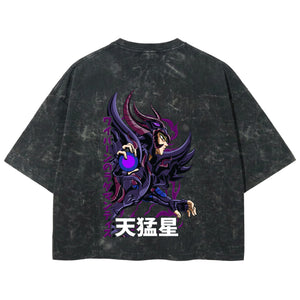 Playera streetwear premium de anime y gaming ExtraLife MX, corte boxy deluxe mineral wash heavyweight en color Acid Wash, moda urbana mexicana de culto.