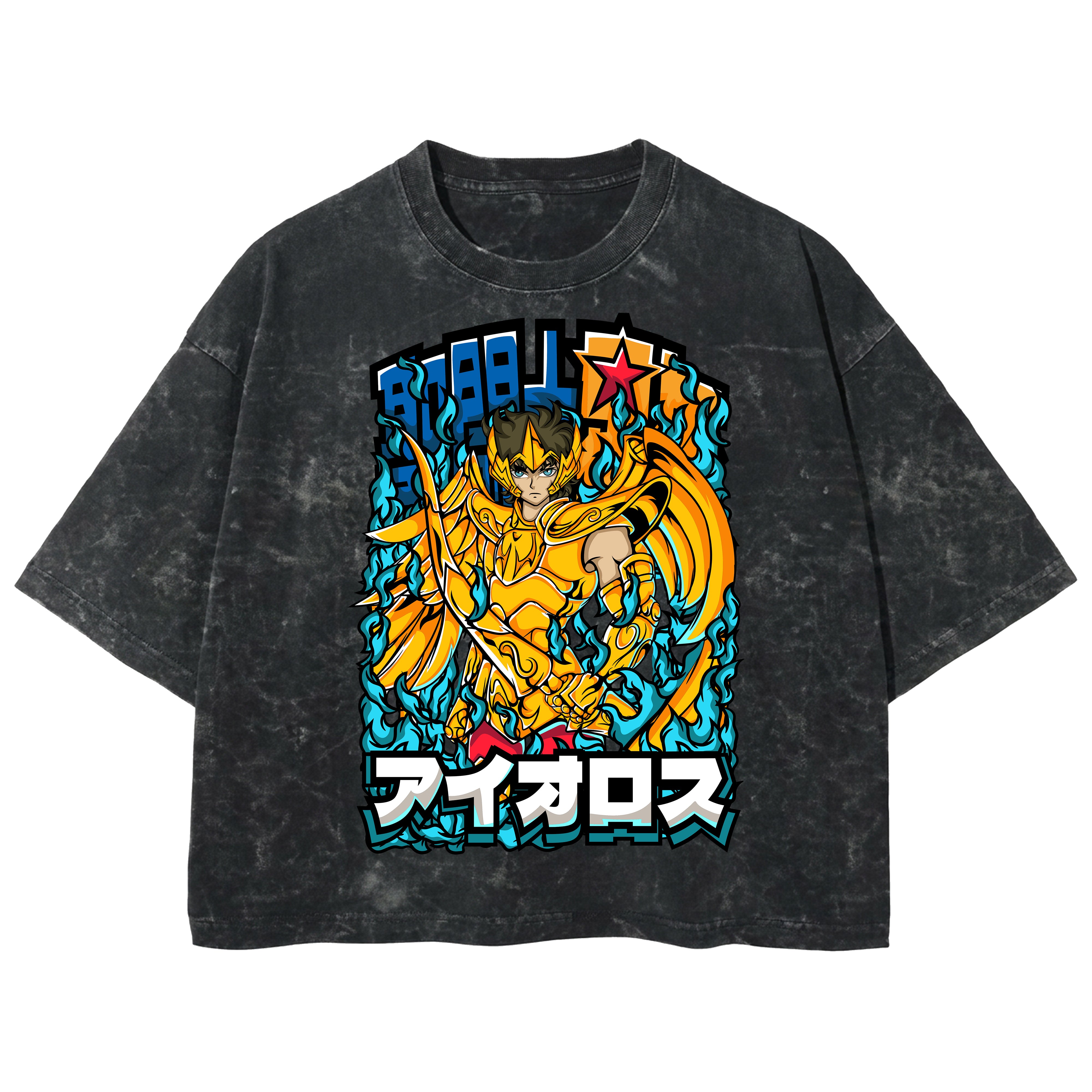 Playera streetwear premium de anime y gaming ExtraLife MX, corte boxy deluxe mineral wash heavyweight en color Acid Wash, moda urbana mexicana de culto.