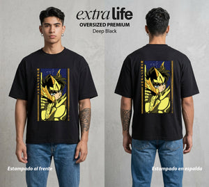 Los Caballeros del Cosmos | El Pegaso del Bien #03851 - Playera Oversized Premium | Deep Black - Foto en modelo