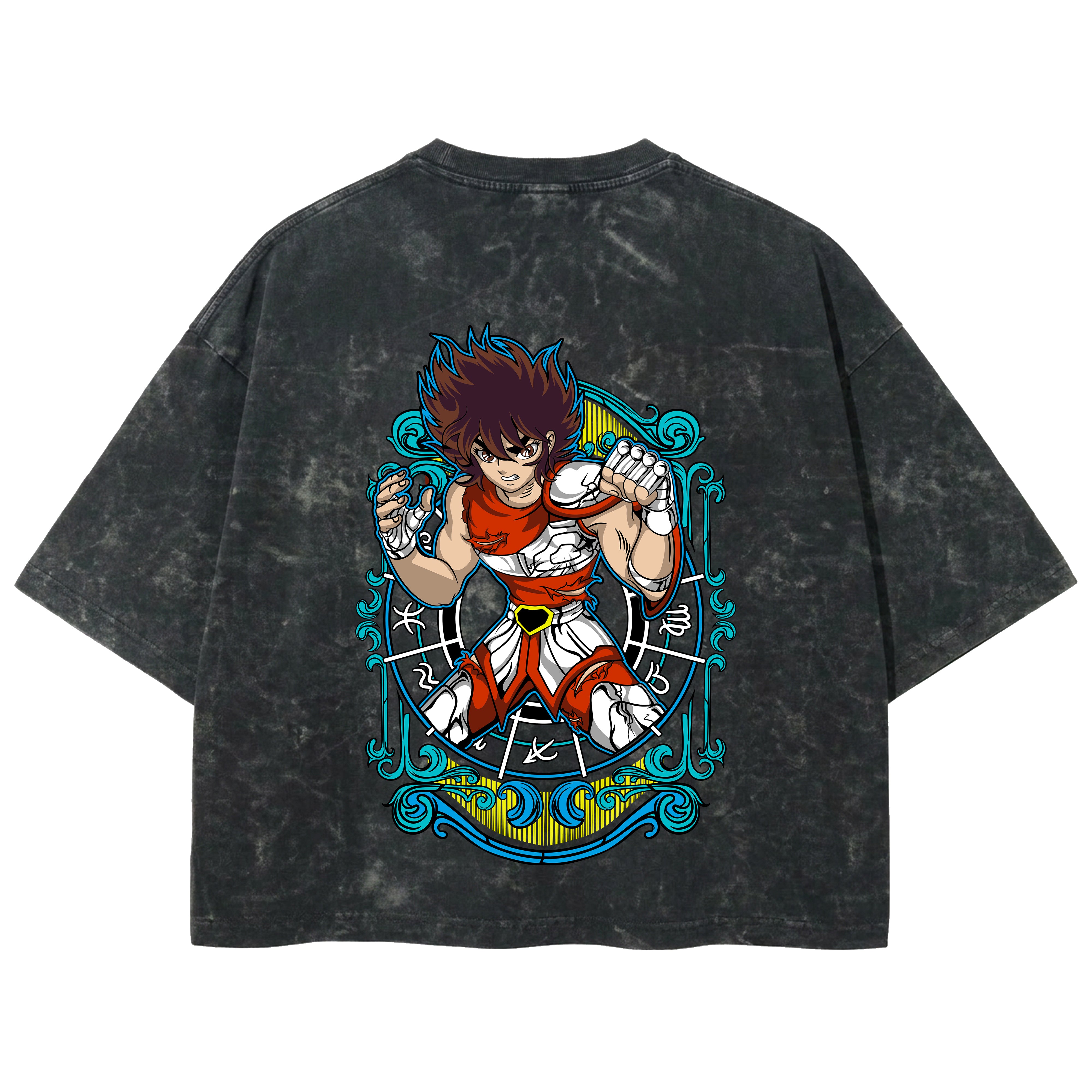 Playera streetwear premium de anime y gaming ExtraLife MX, corte boxy deluxe mineral wash heavyweight en color Acid Wash, moda urbana mexicana de culto.