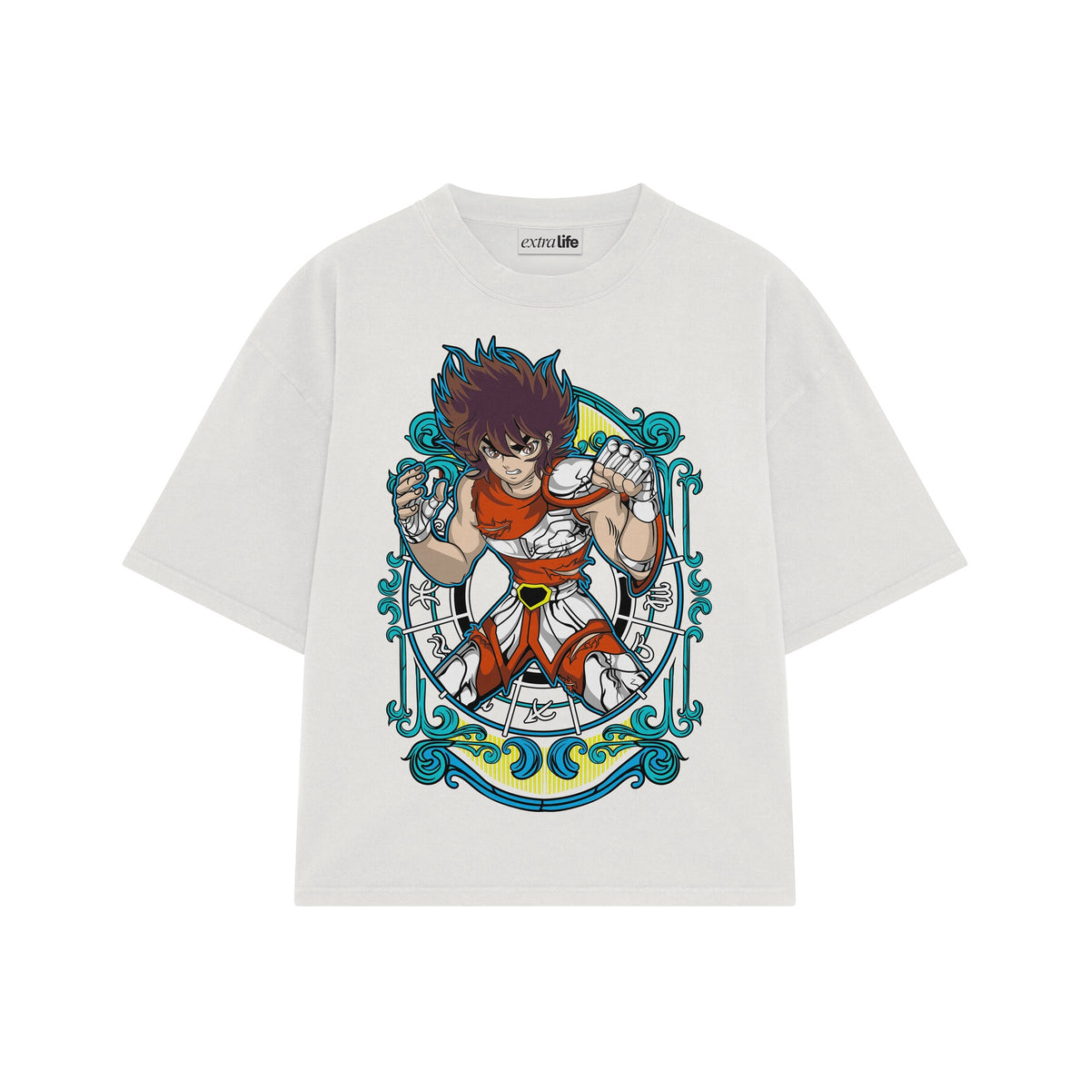 Playera streetwear premium de anime y gaming ExtraLife MX, corte oversized drop shoulder ligero y fresco en color Deep Black y Off-White, moda urbana mexicana de culto.