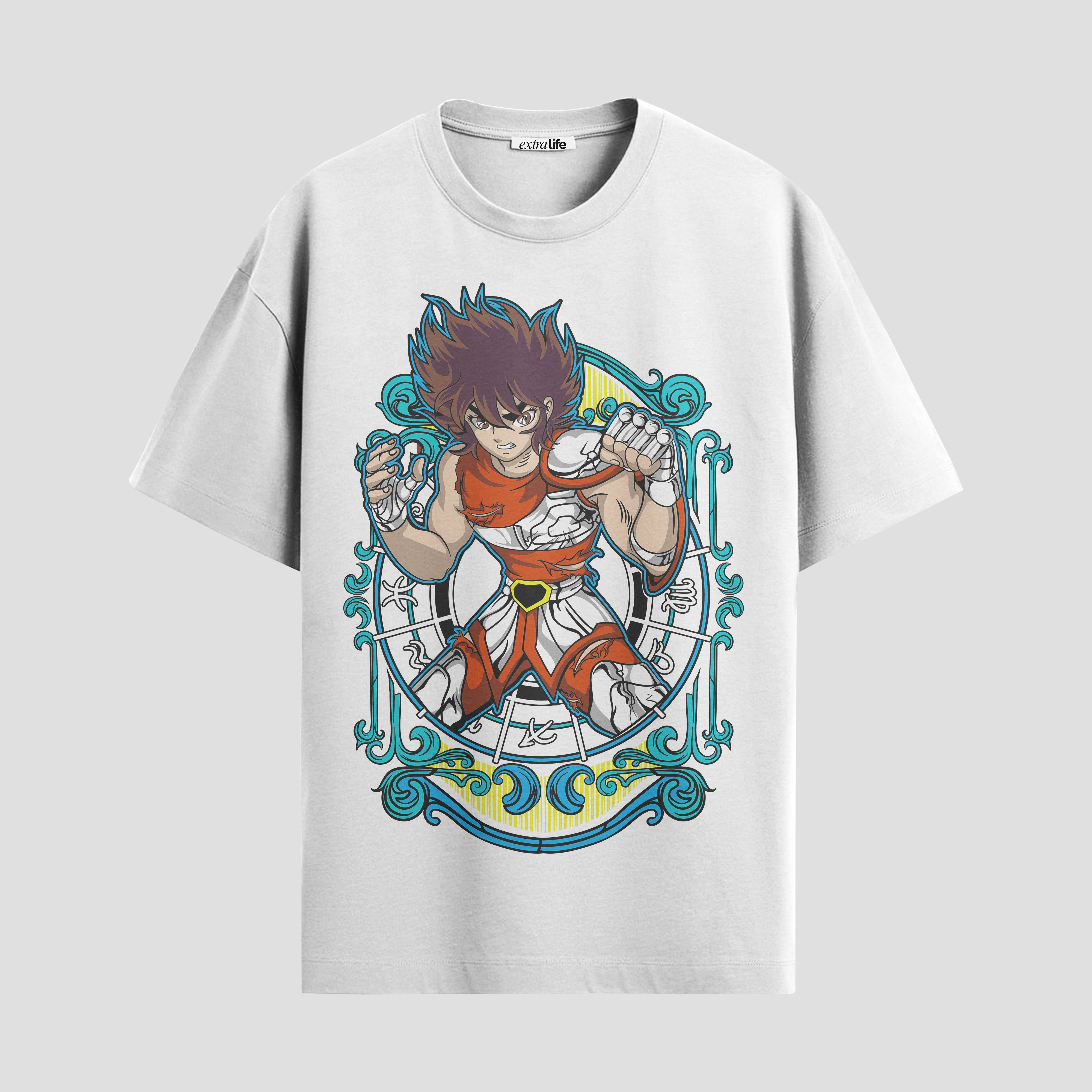 Playera urbana de anime y gaming ExtraLife MX, corte Standard Fit unisex ligero y transpirable en color Deep Black y Pure White, ropa de uso diario para gym y casual.